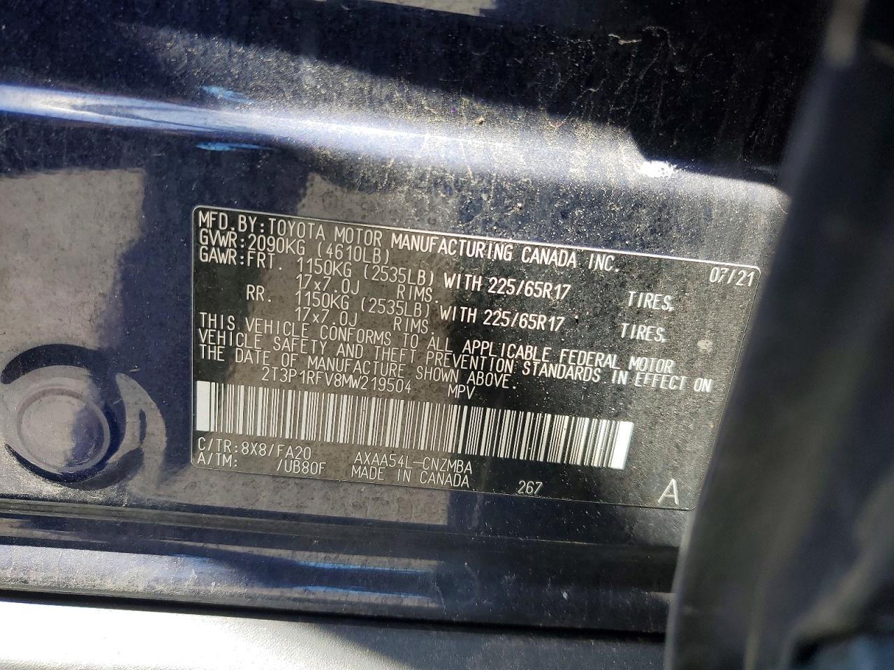 2021 Toyota Rav4 Xle Синий vin: 2T3P1RFV8MW219504