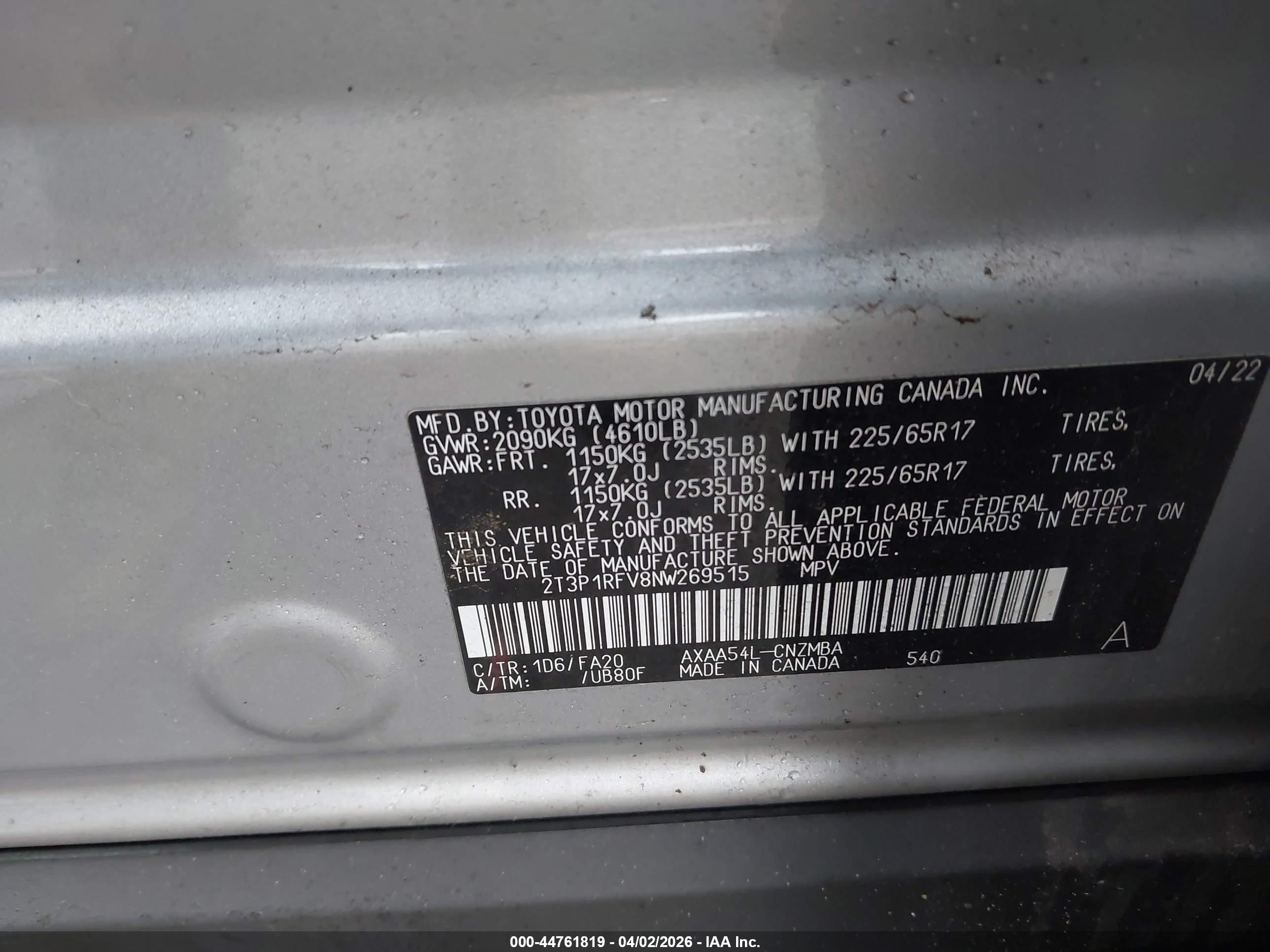 2022 Toyota Rav4 Xle Silver vin: 2T3P1RFV8NW269515