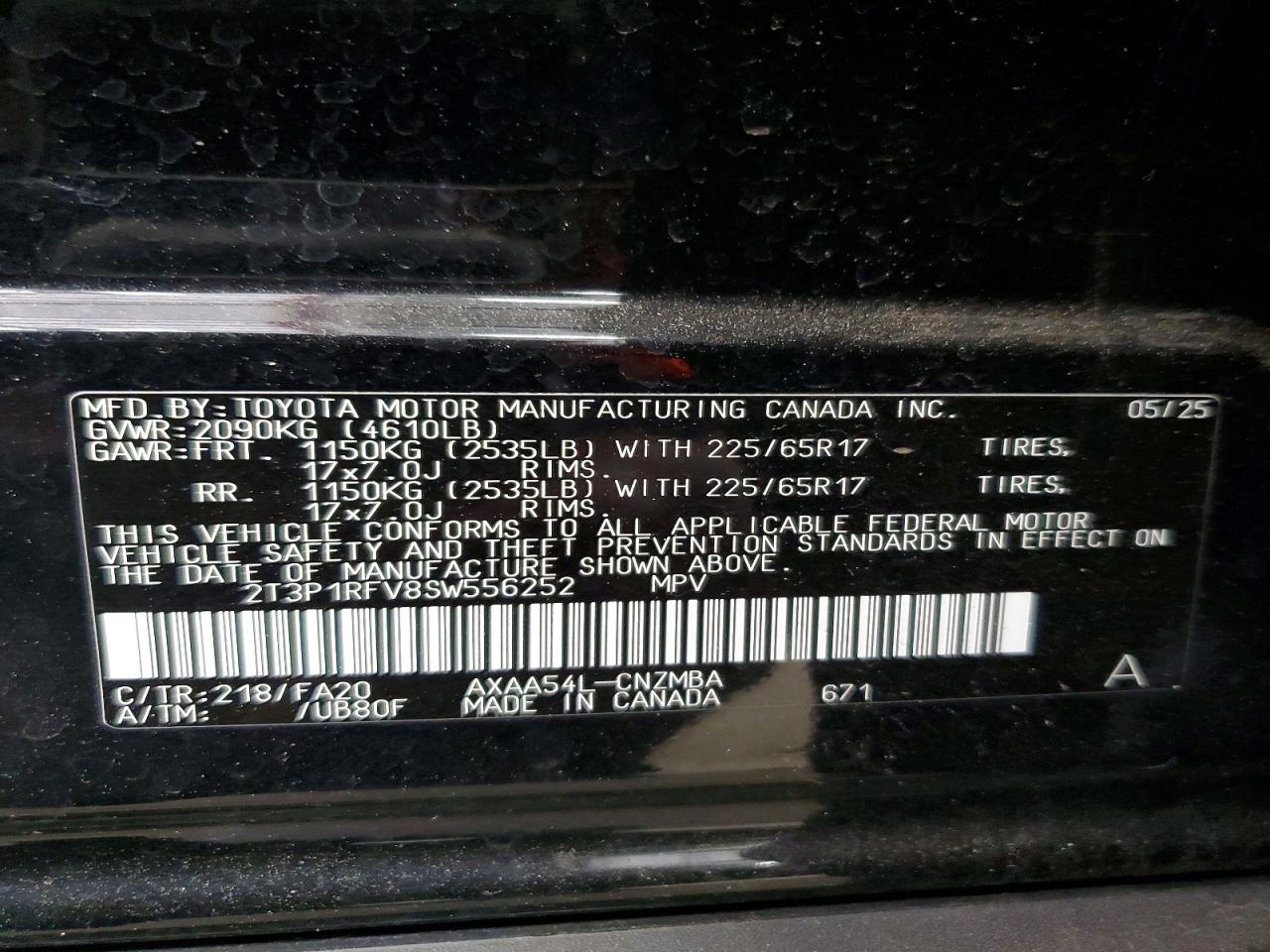 2025 Toyota Rav4 Xle Черный vin: 2T3P1RFV8SW556252