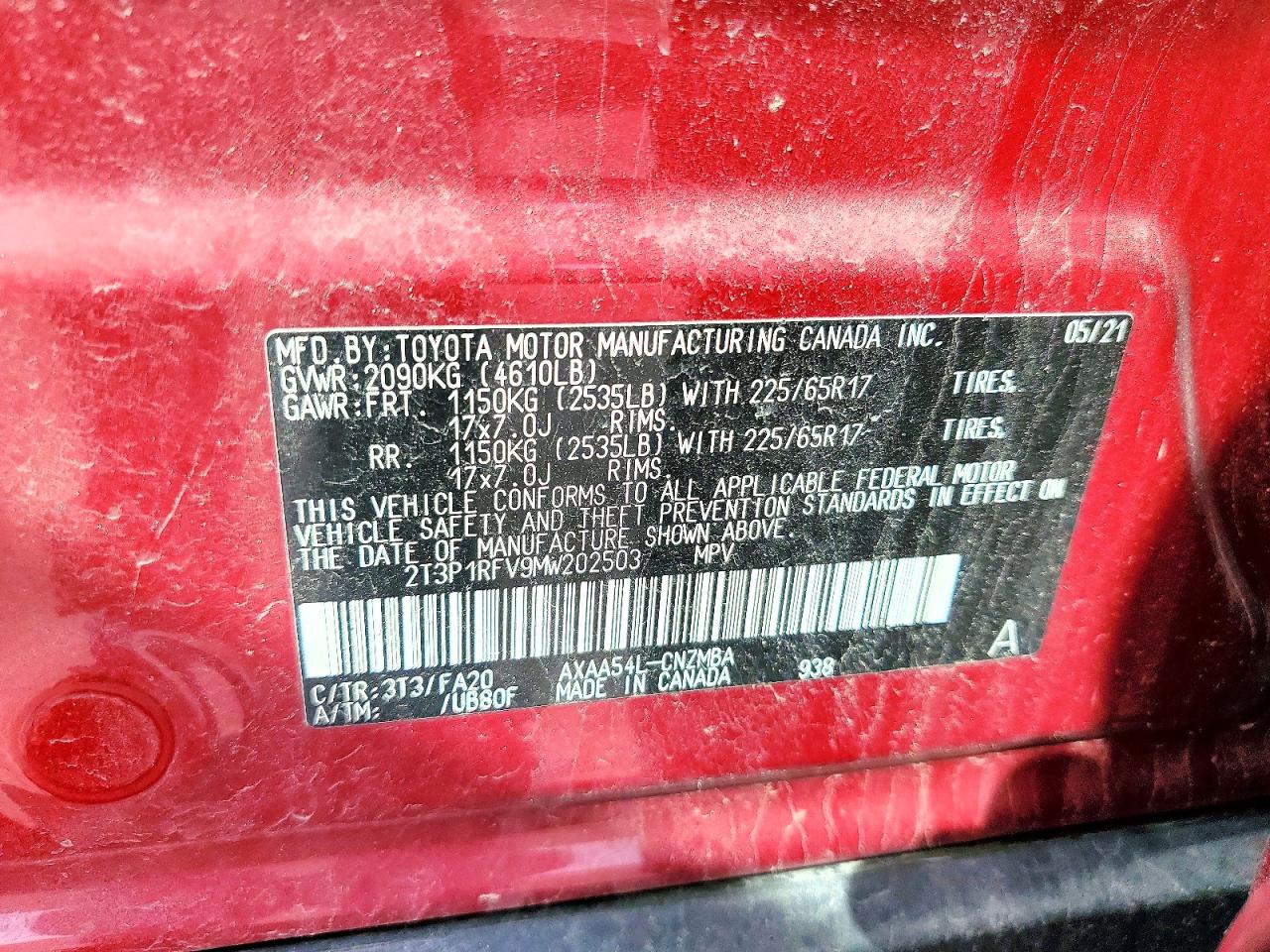 2021 Toyota Rav4 Xle Red vin: 2T3P1RFV9MW202503