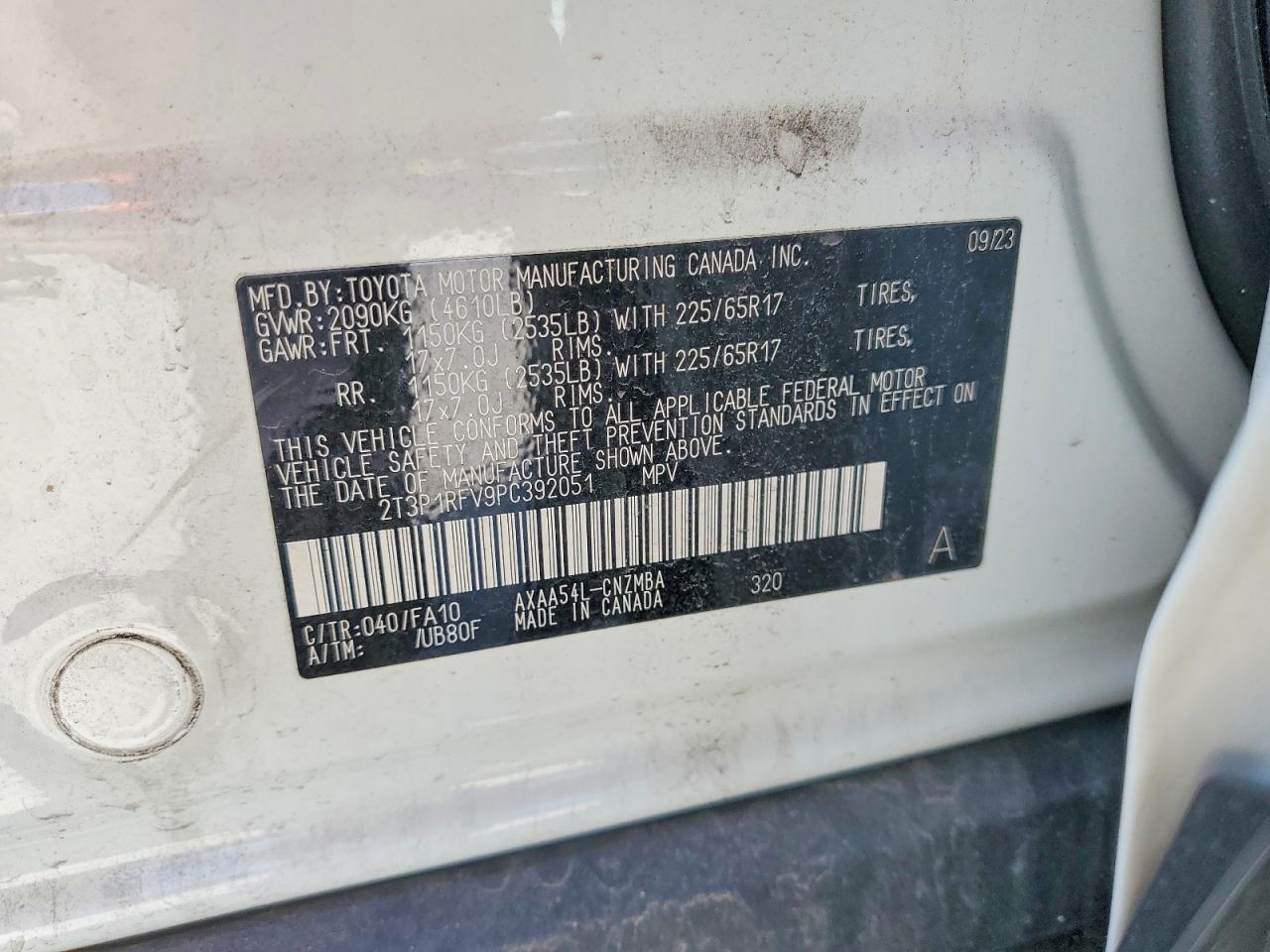 2023 Toyota Rav4 Xle White vin: 2T3P1RFV9PC392051