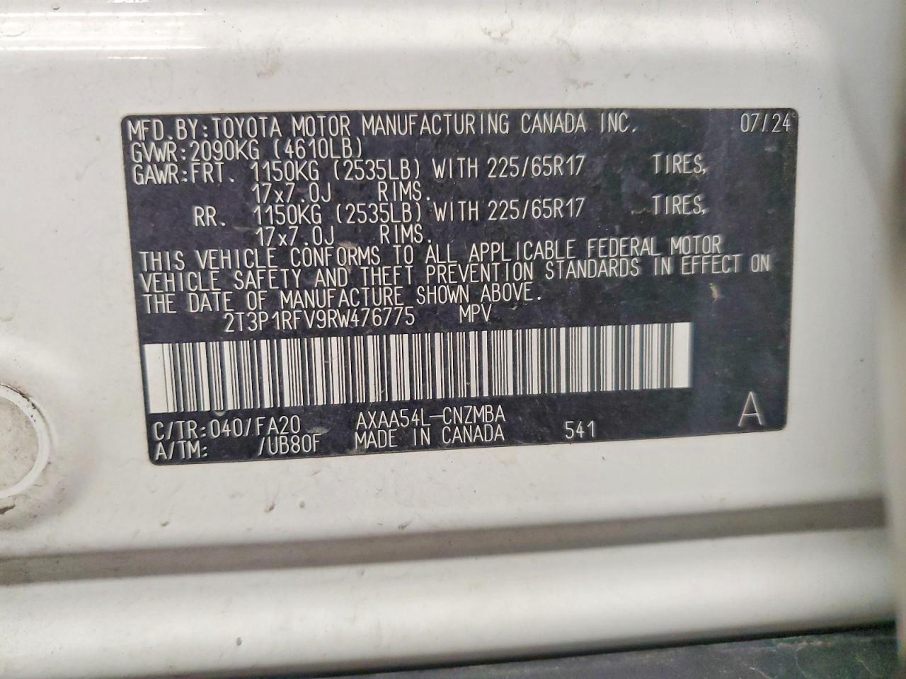 2024 Toyota Rav4 Xle White vin: 2T3P1RFV9RW476775