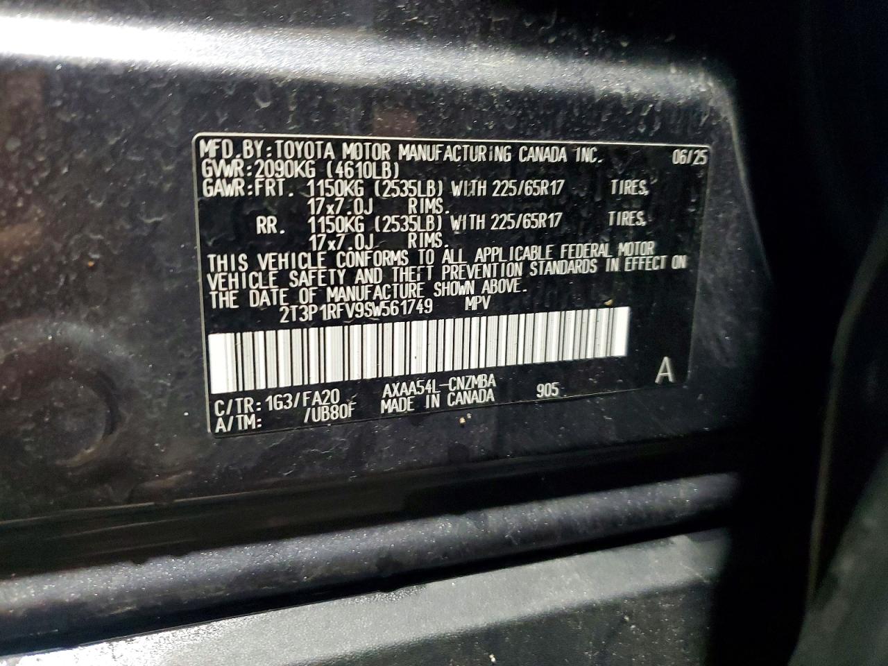 2025 Toyota Rav4 Xle Угольный vin: 2T3P1RFV9SW561749