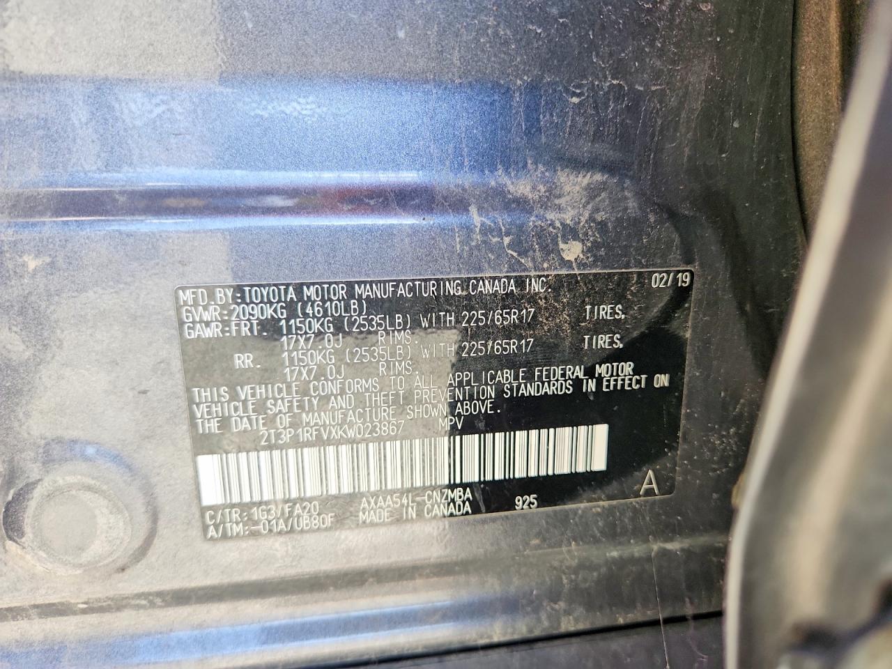 2019 Toyota Rav4 Xle Gray vin: 2T3P1RFVXKW023867