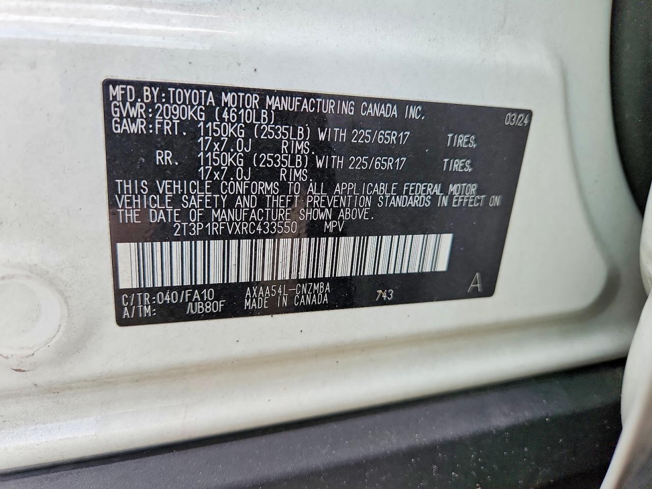 2024 Toyota Rav4 Xle White vin: 2T3P1RFVXRC433550