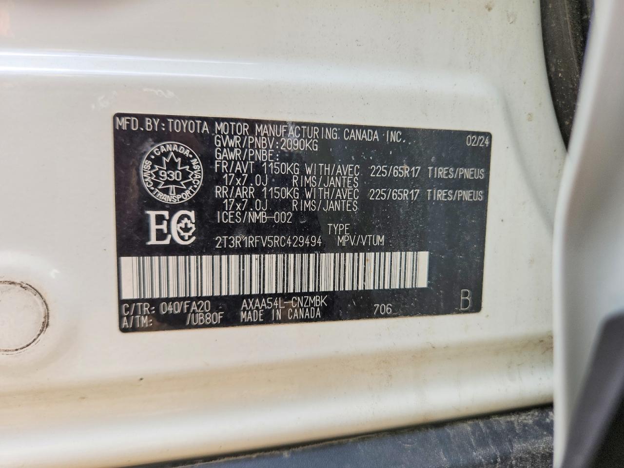 2024 Toyota Rav4 Xle White vin: 2T3R1RFV5RC429494