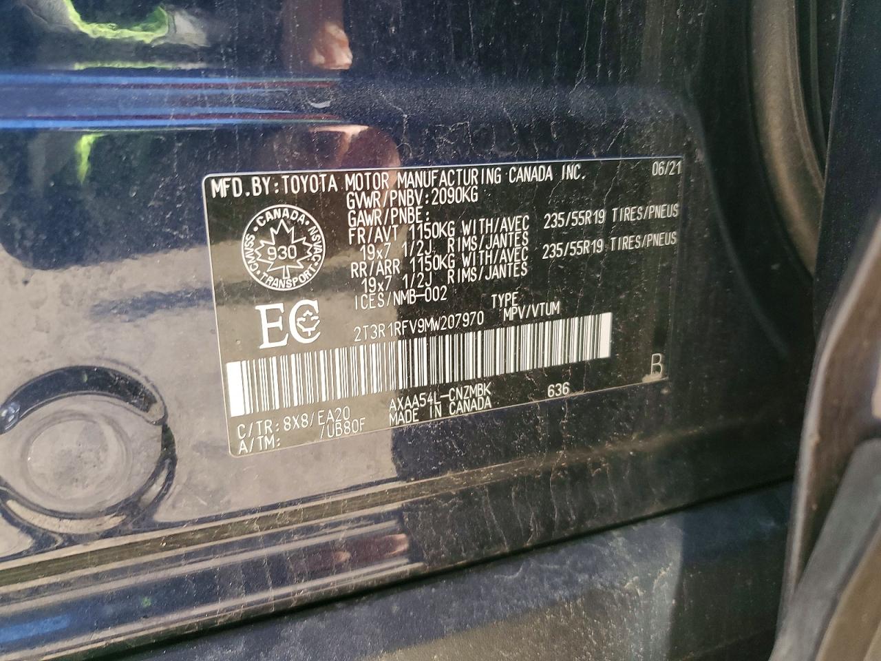 2021 Toyota Rav4 Xle Синий vin: 2T3R1RFV9MW207970