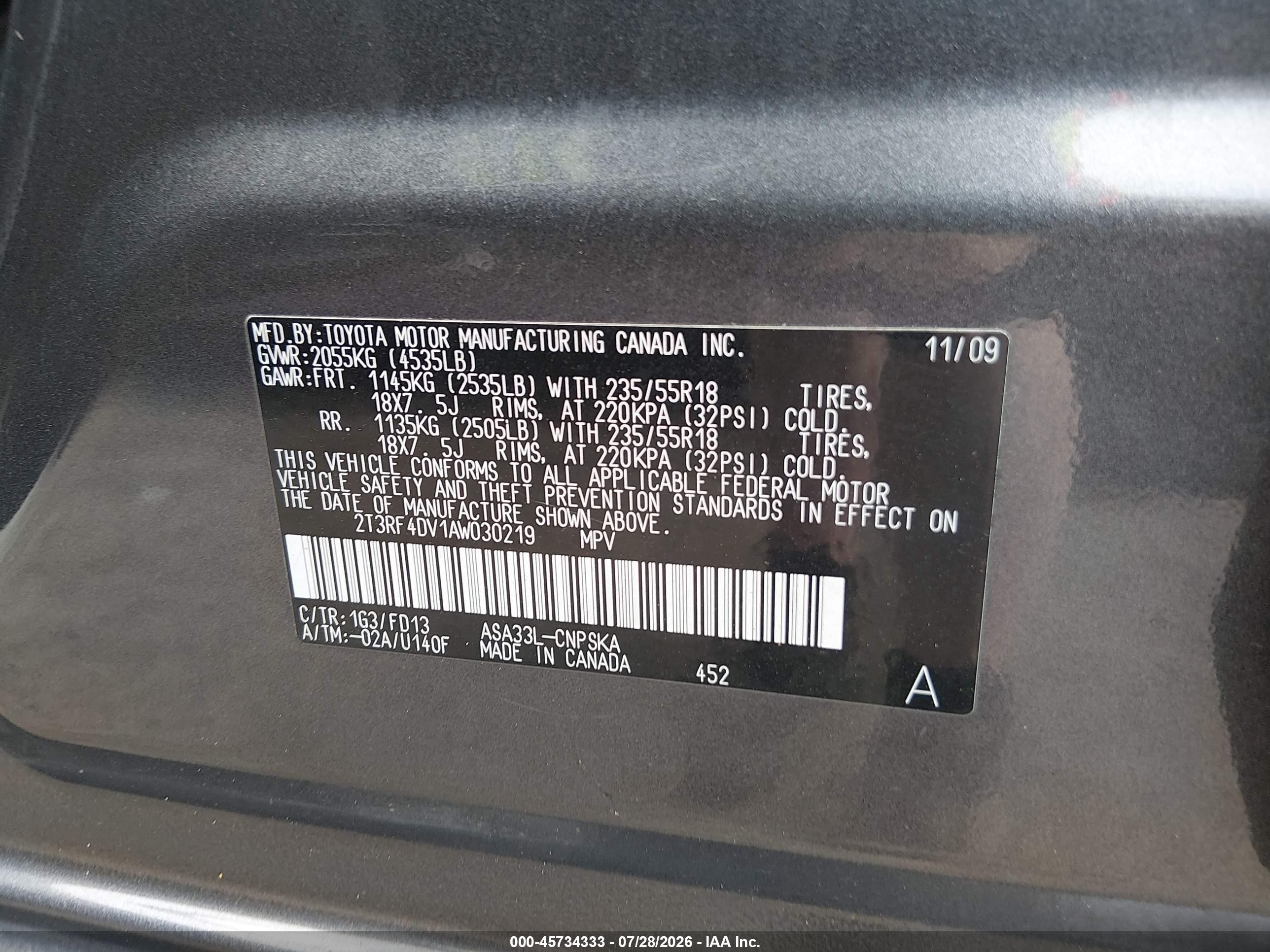 2010 Toyota Rav4 Sport Gray vin: 2T3RF4DV1AW030219