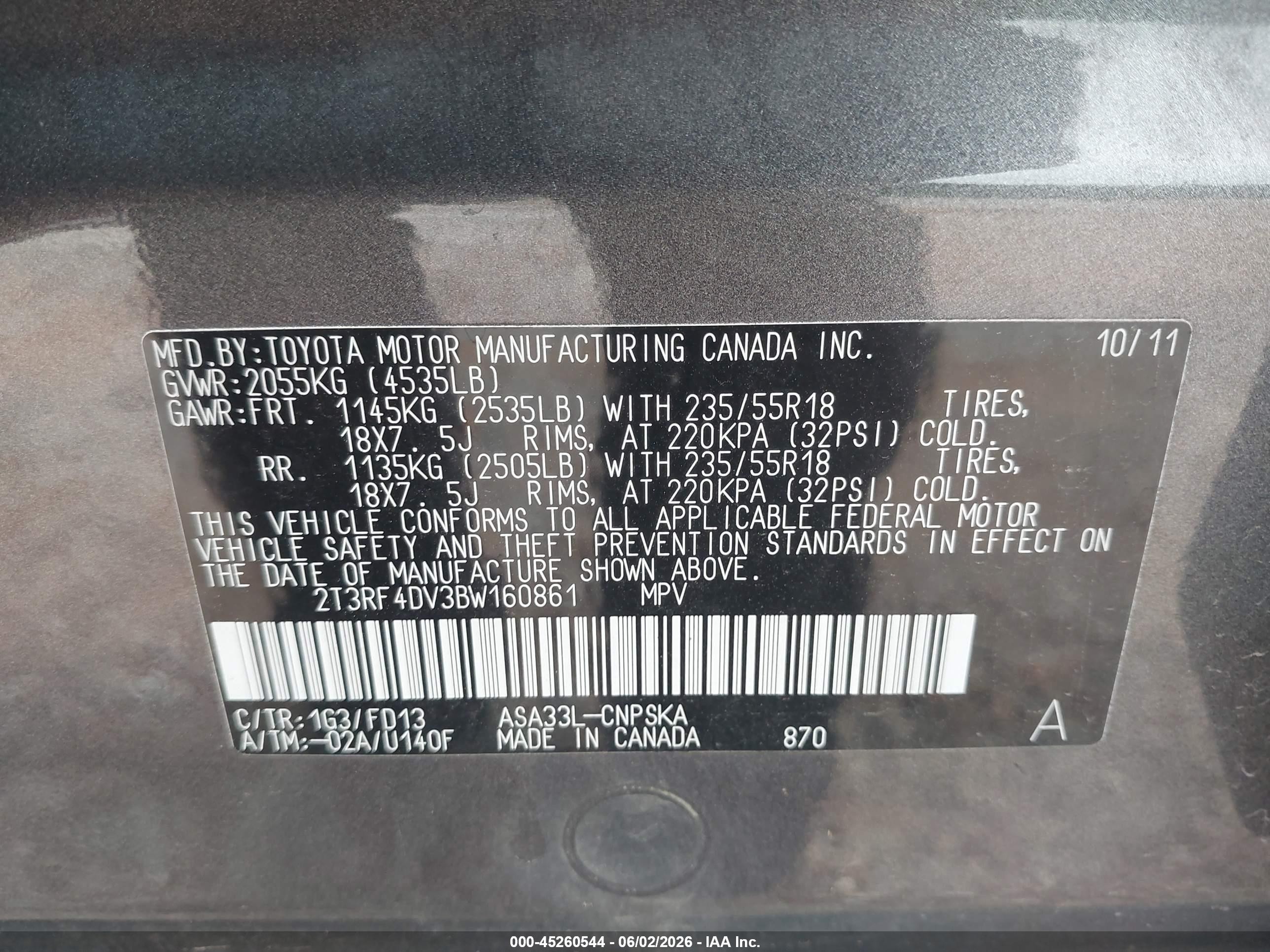 2011 Toyota Rav4 Sport Gray vin: 2T3RF4DV3BW160861