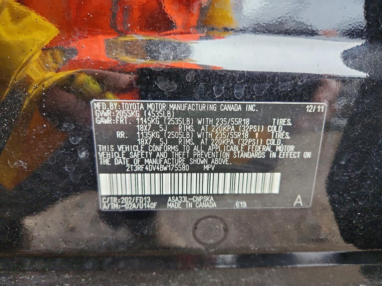 2011 Toyota Rav4 Sport Black vin: 2T3RF4DV4BW175580