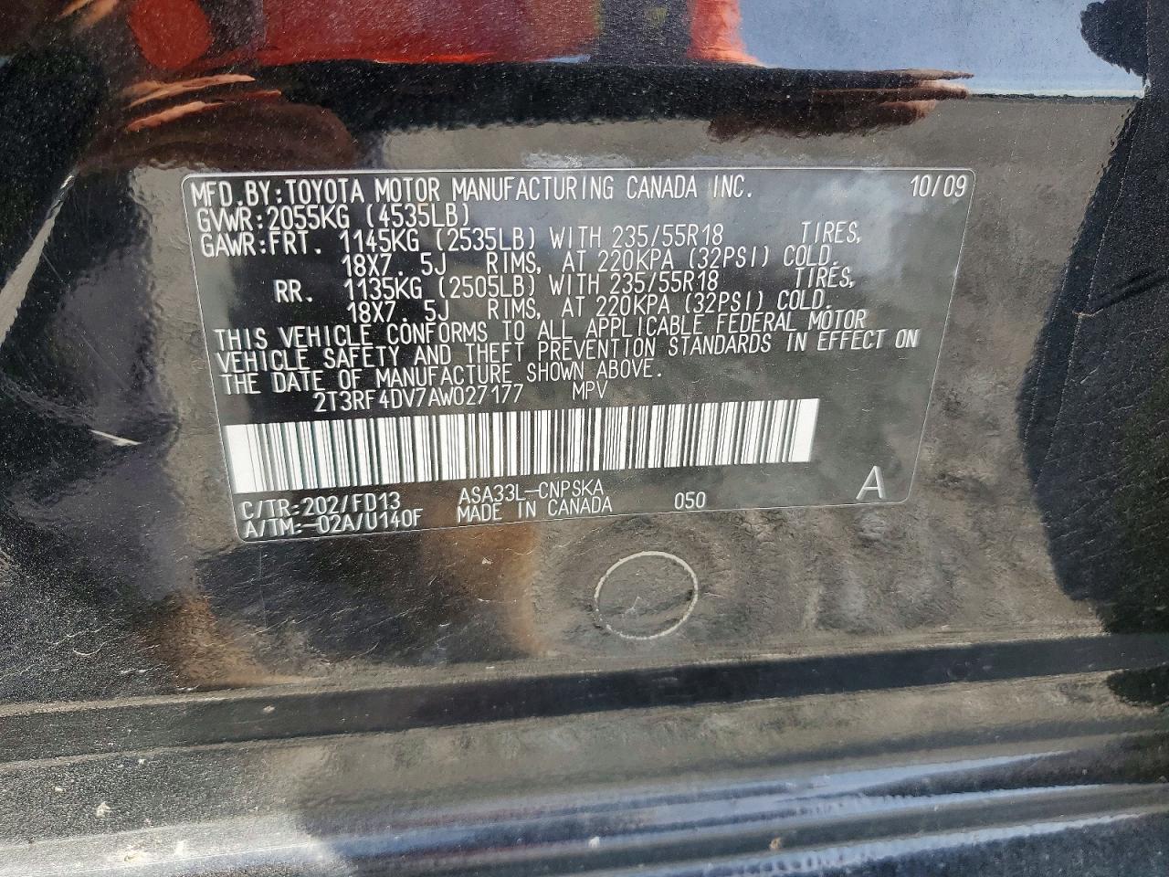 2010 Toyota Rav4 Sport Black vin: 2T3RF4DV7AW027177