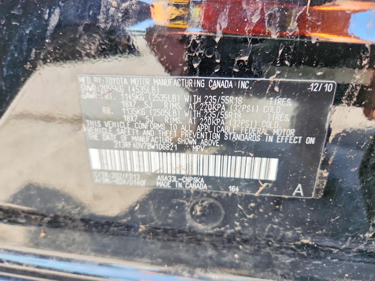 2011 Toyota Rav4 Sport Черный vin: 2T3RF4DV7BW106821