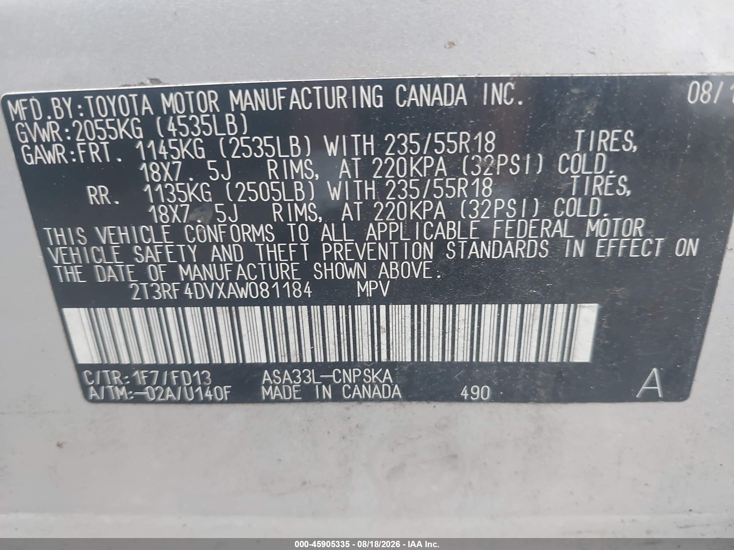 2010 Toyota Rav4 Sport Silver vin: 2T3RF4DVXAW081184