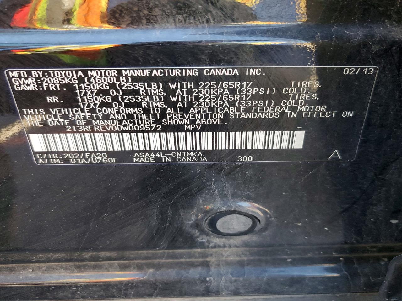 2013 Toyota Rav4 Xle Black vin: 2T3RFREV0DW009572