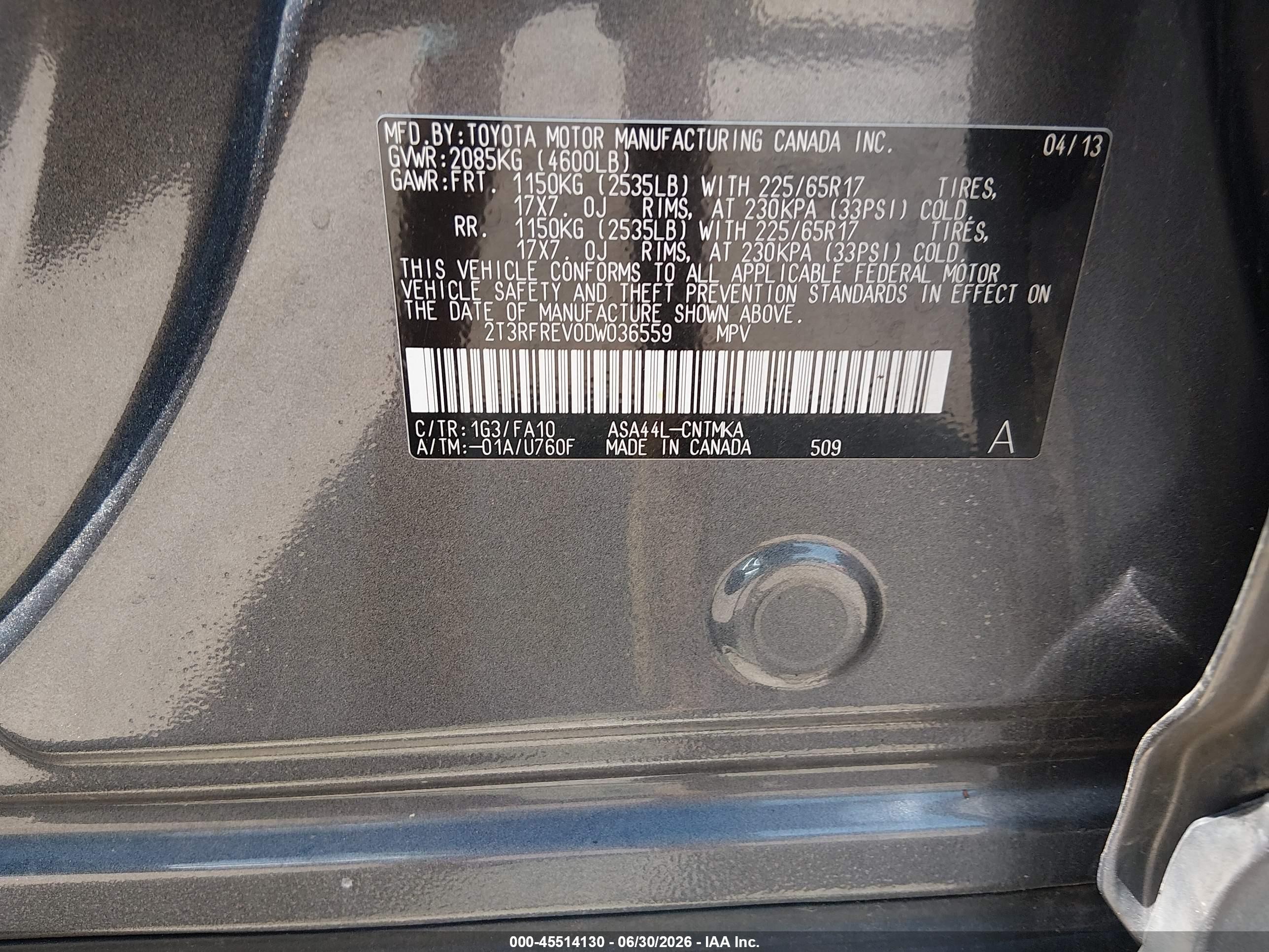 2013 Toyota Rav4 Xle Gray vin: 2T3RFREV0DW036559