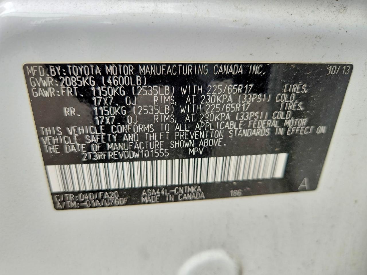 2013 Toyota Rav4 Xle White vin: 2T3RFREV0DW101555