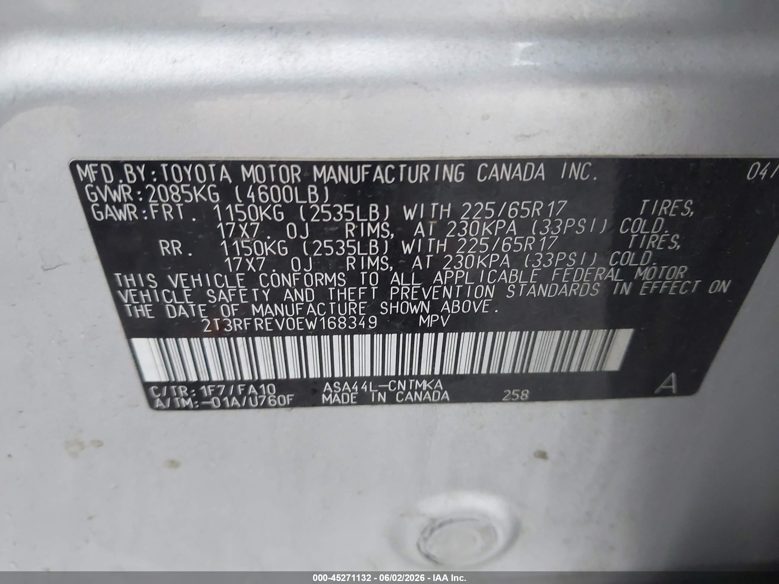 2014 Toyota Rav4 Xle Silver vin: 2T3RFREV0EW168349