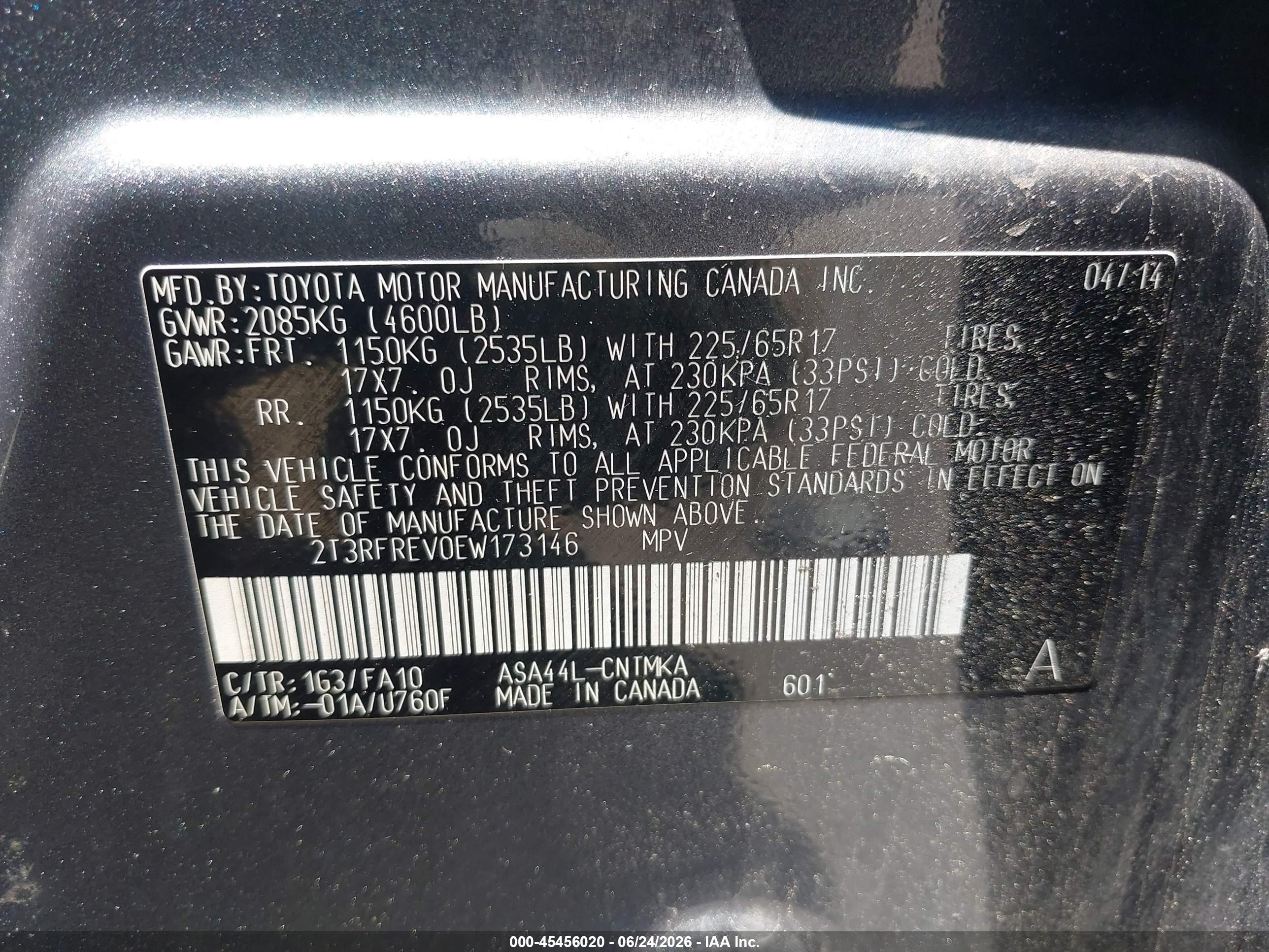 2014 Toyota Rav4 Xle Gray vin: 2T3RFREV0EW173146