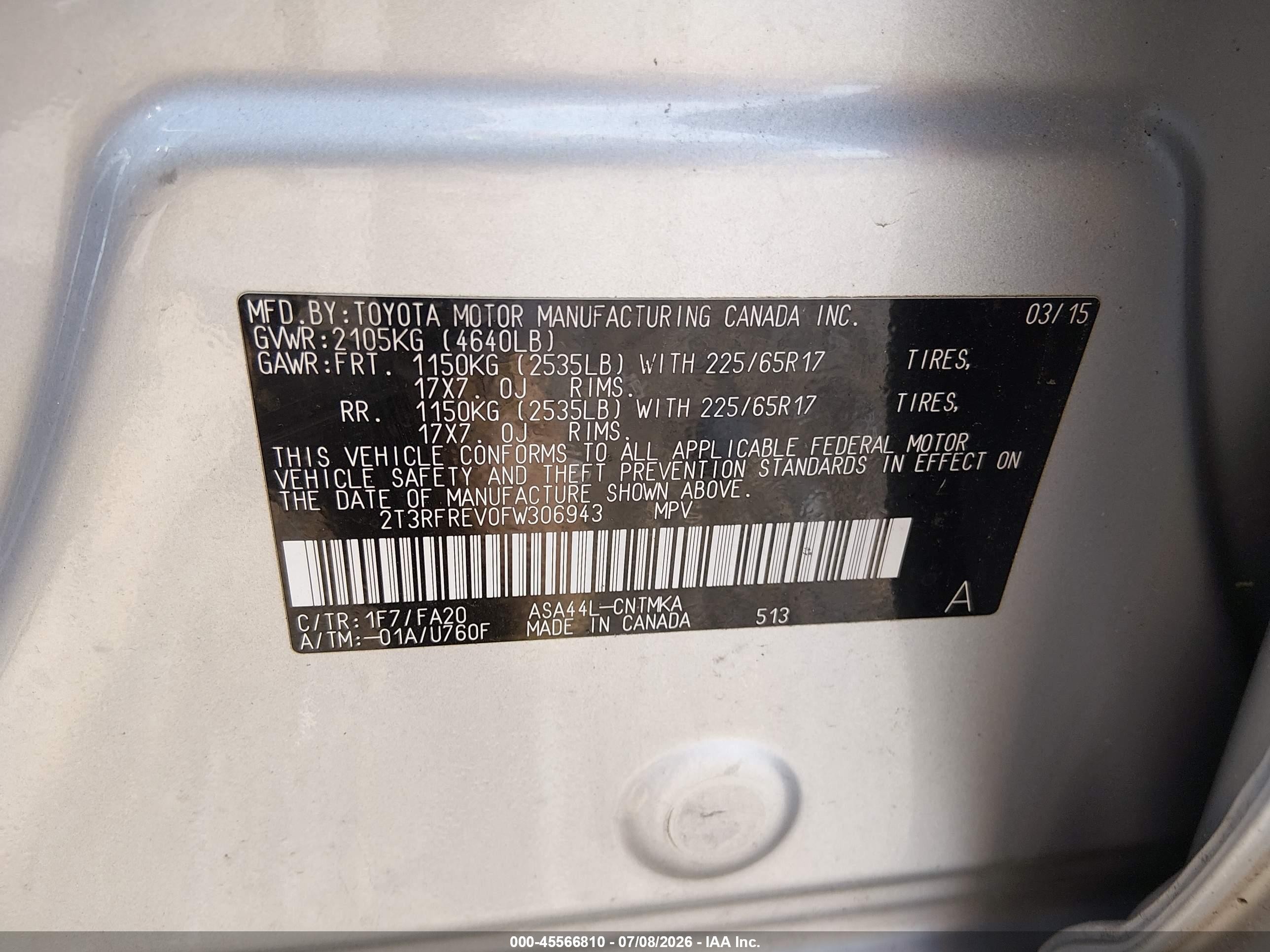 2015 Toyota Rav4 Xle Silver vin: 2T3RFREV0FW306943