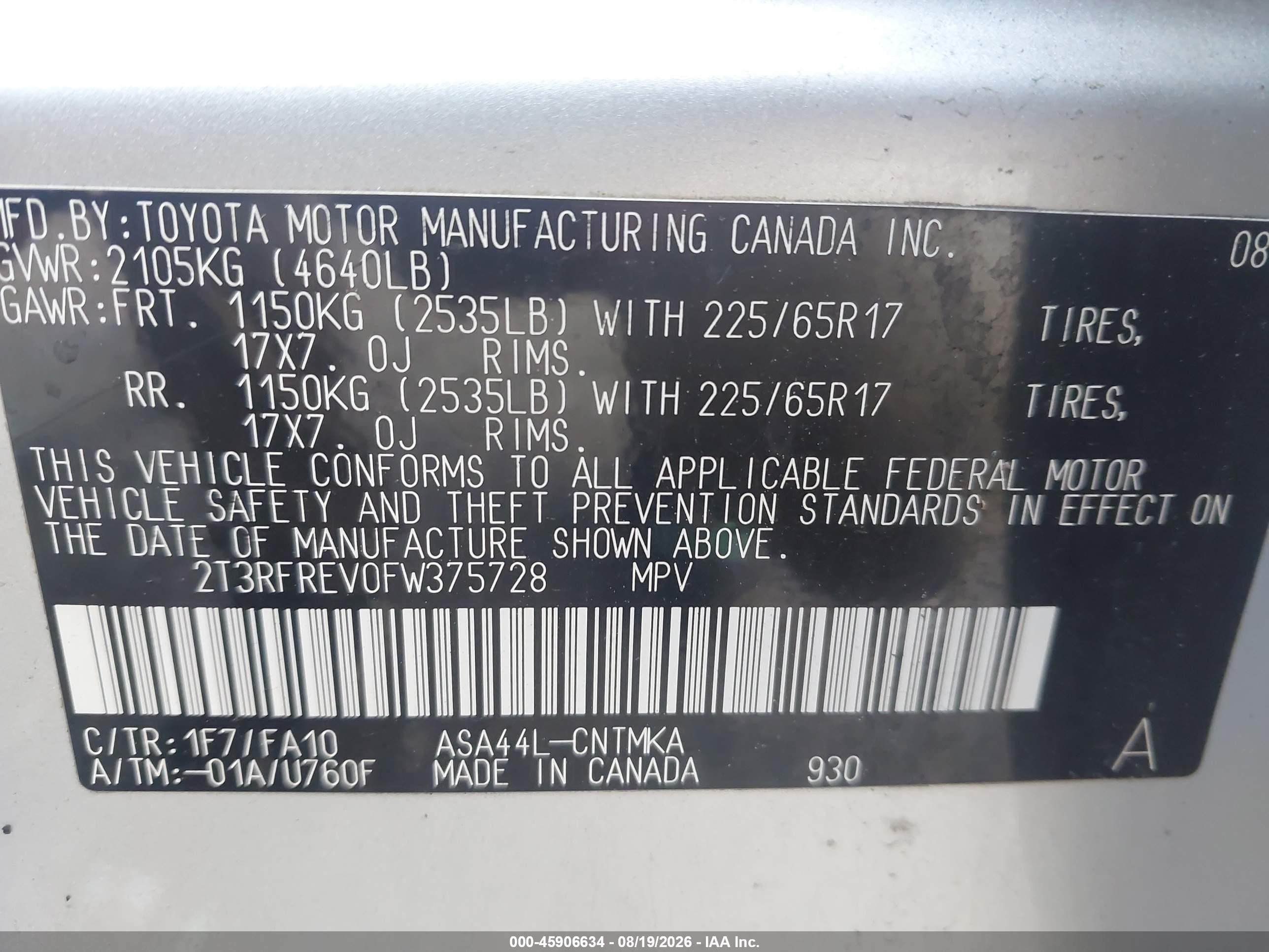 2015 Toyota Rav4 Xle Silver vin: 2T3RFREV0FW375728