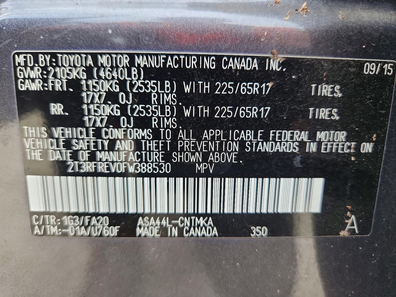 2015 Toyota Rav4 Xle Gray vin: 2T3RFREV0FW388530