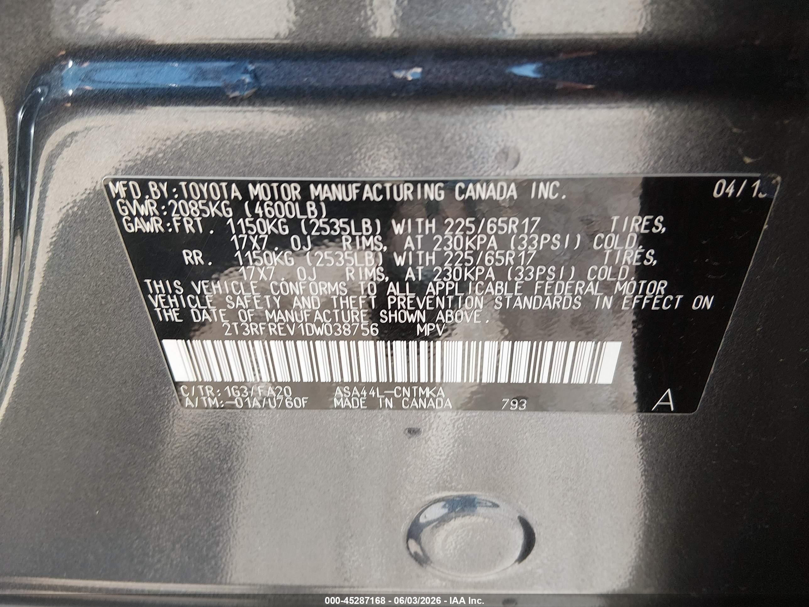 2013 Toyota Rav4 Xle Gray vin: 2T3RFREV1DW038756