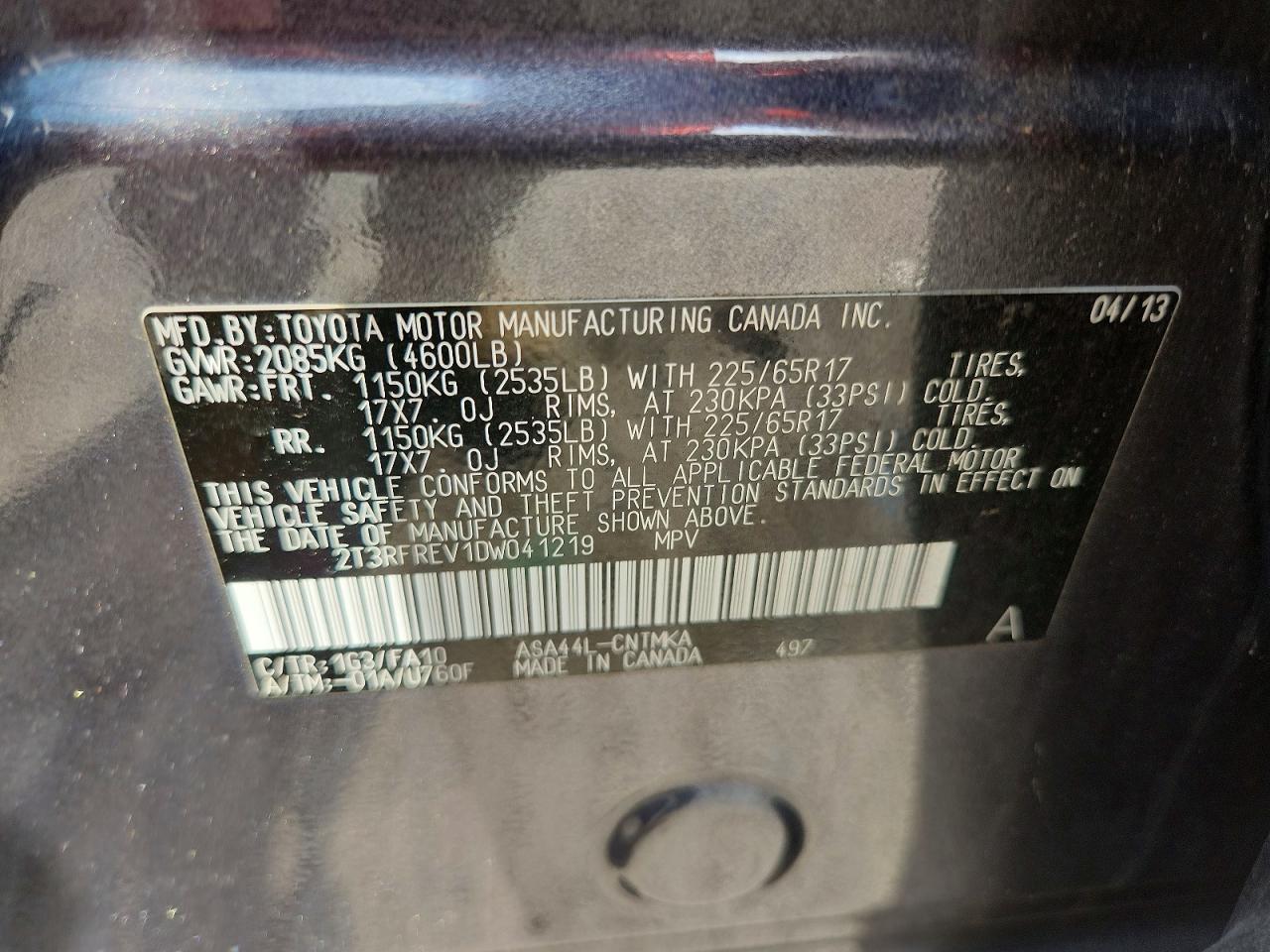 2013 Toyota Rav4 Xle Gray vin: 2T3RFREV1DW041219
