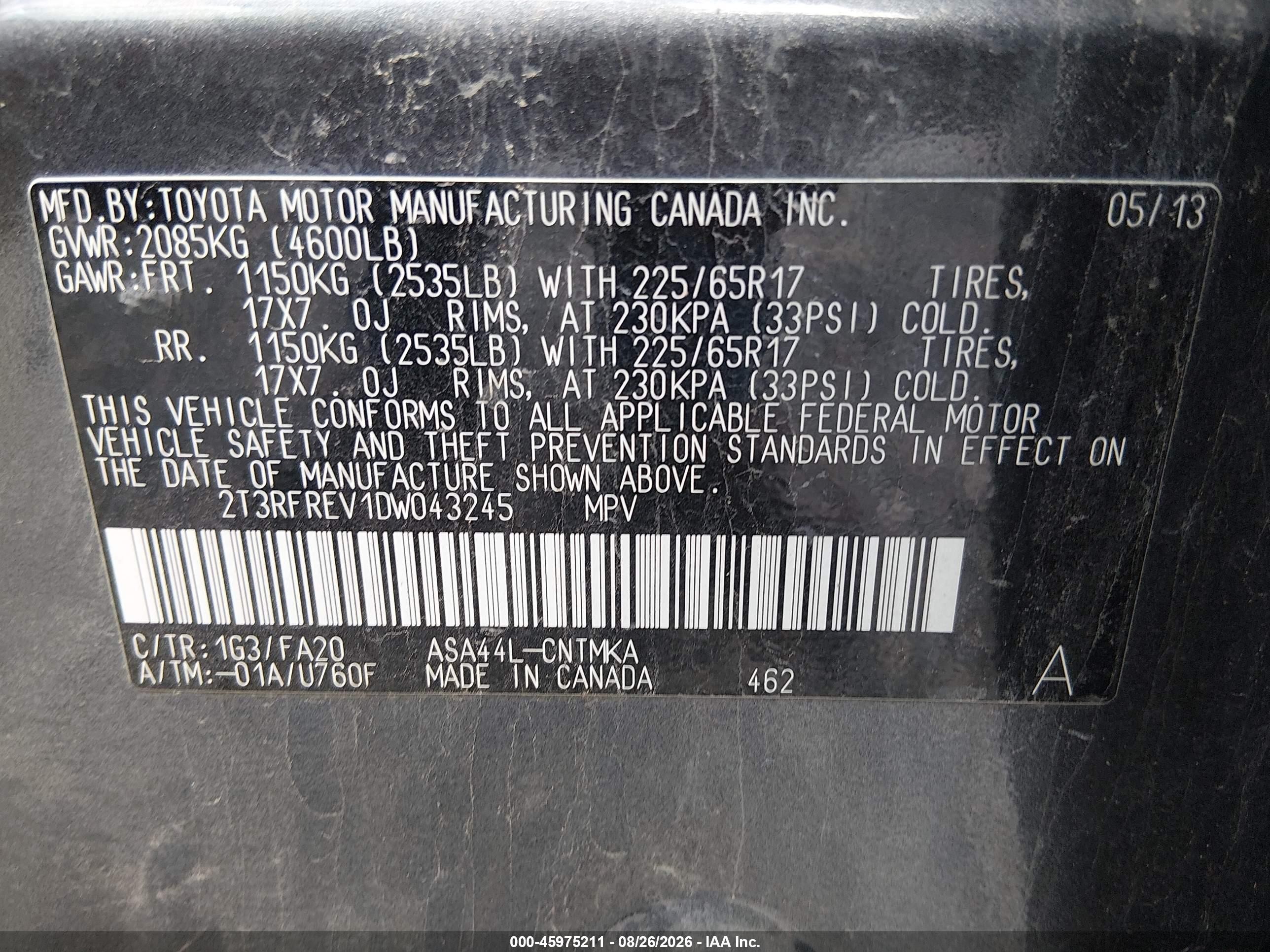 2013 Toyota Rav4 Xle Pewter vin: 2T3RFREV1DW043245