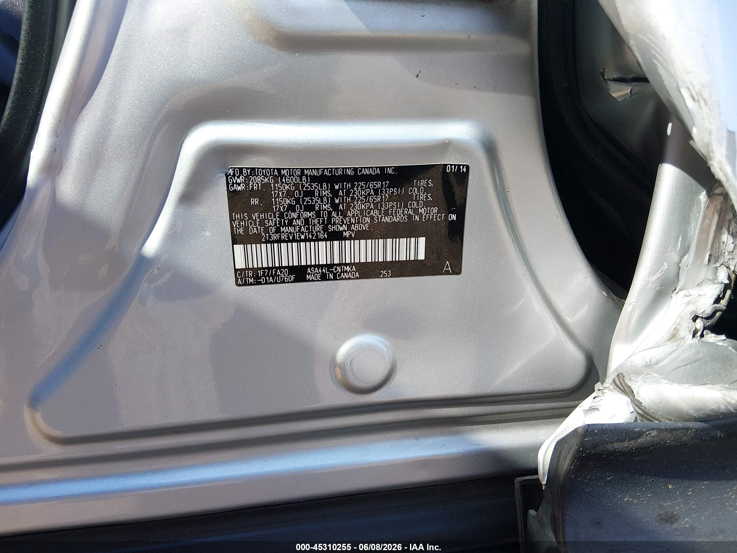 2014 Toyota Rav4 Xle Silver vin: 2T3RFREV1EW142164
