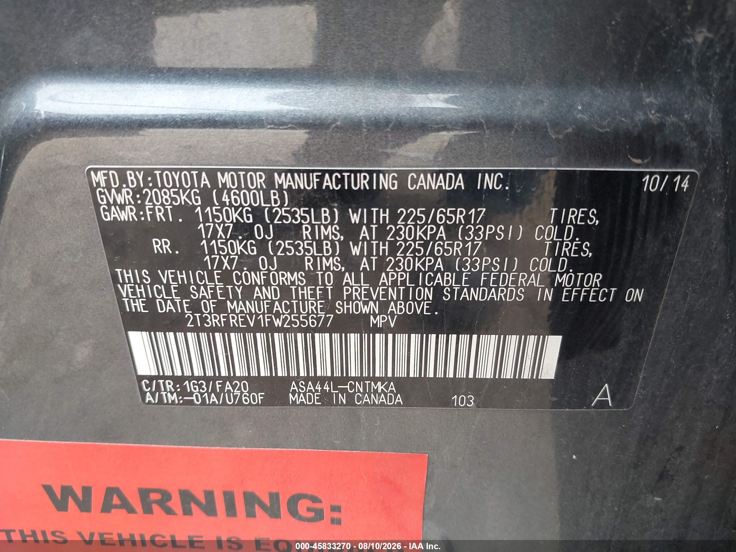 2015 Toyota Rav4 Xle Gray vin: 2T3RFREV1FW255677
