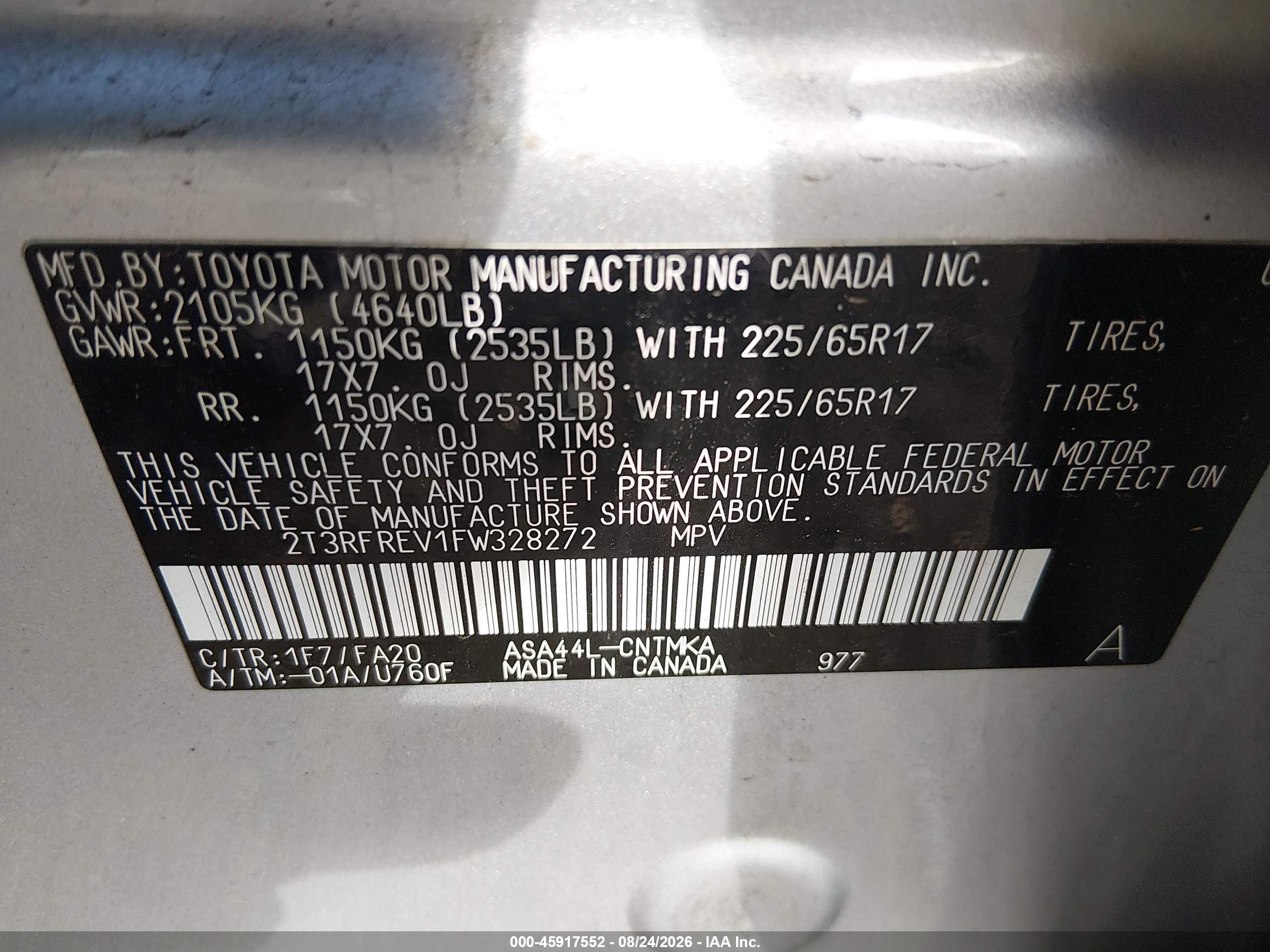 2015 Toyota Rav4 Xle Silver vin: 2T3RFREV1FW328272