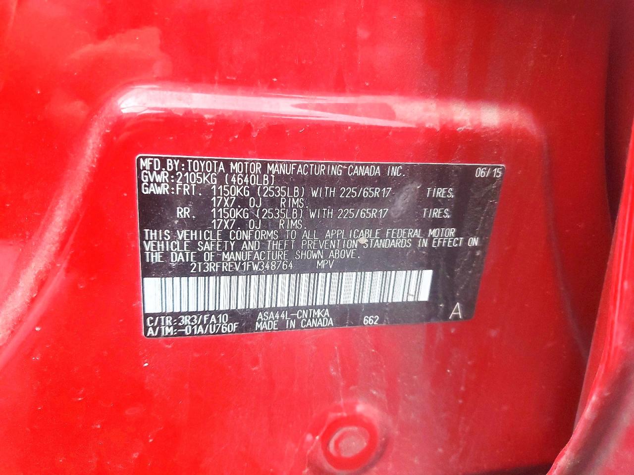 2015 Toyota Rav4 Xle Red vin: 2T3RFREV1FW348764