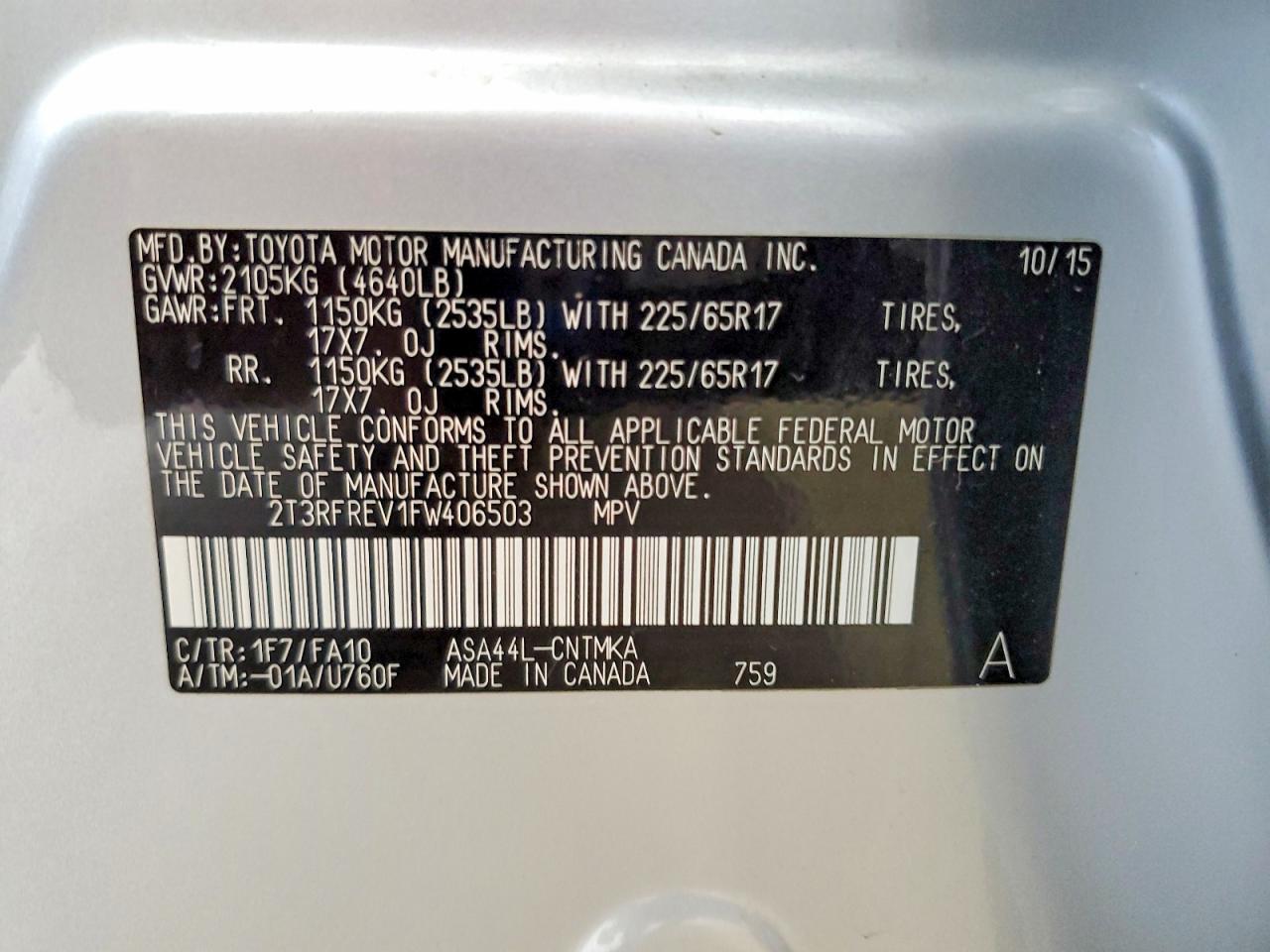 2015 Toyota Rav4 Xle Silver vin: 2T3RFREV1FW406503
