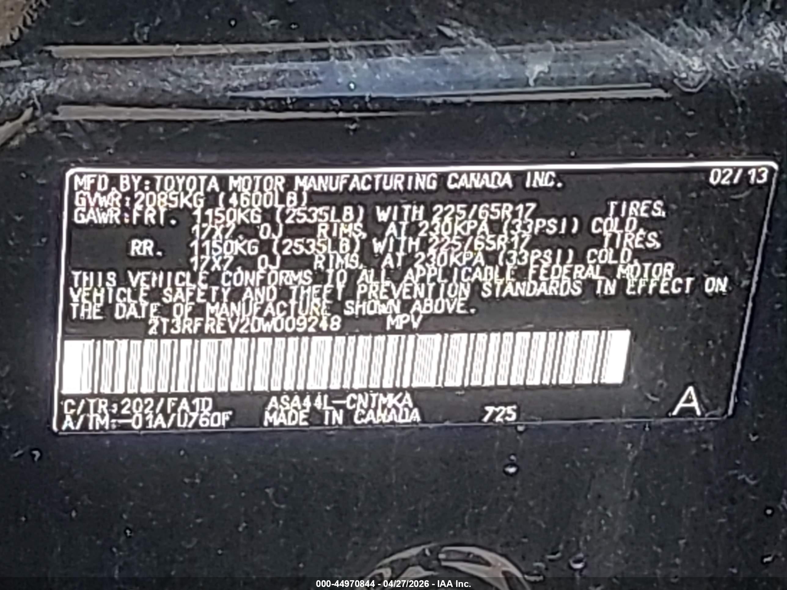 2013 Toyota Rav4 Xle Черный vin: 2T3RFREV2DW009248