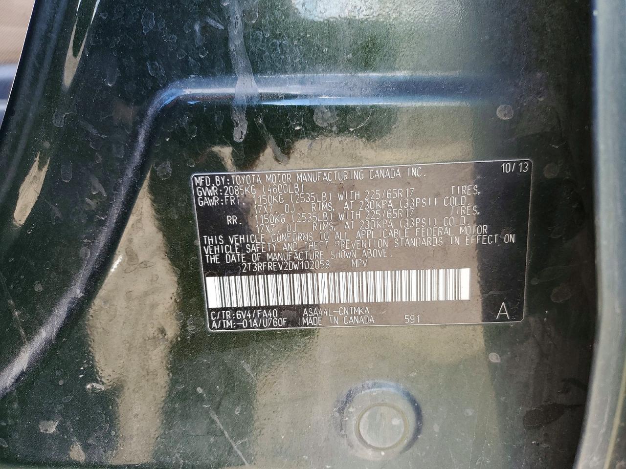 2013 Toyota Rav4 Xle Green vin: 2T3RFREV2DW102058