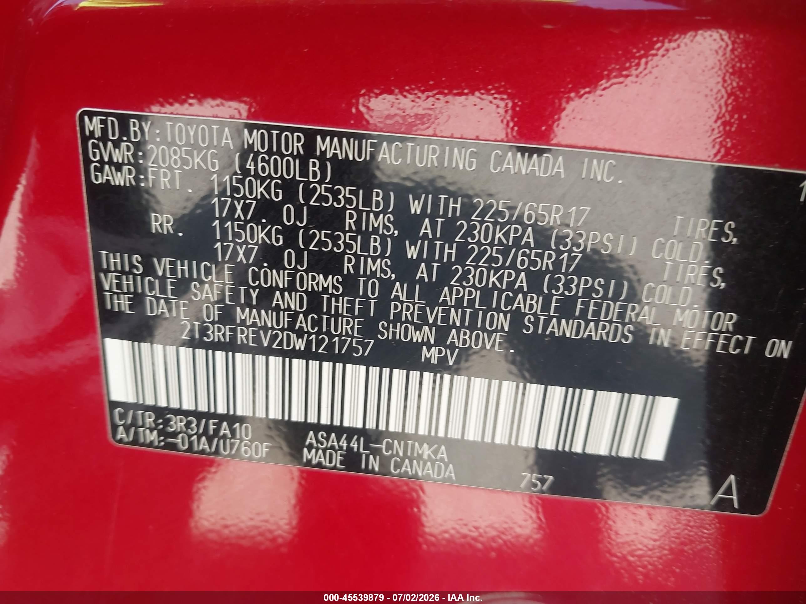 2013 Toyota Rav4 Xle Red vin: 2T3RFREV2DW121757