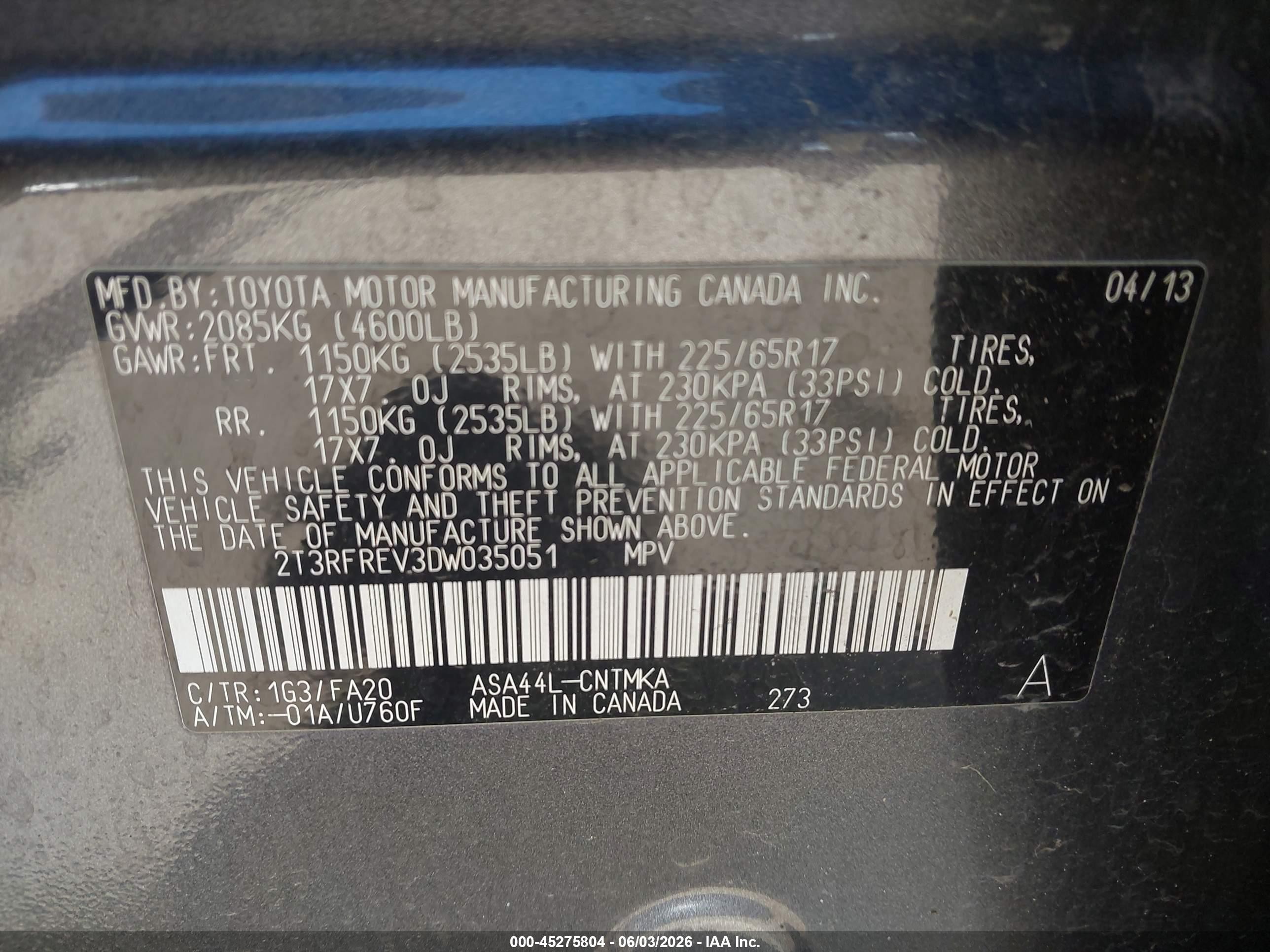 2013 Toyota Rav4 Xle Gray vin: 2T3RFREV3DW035051