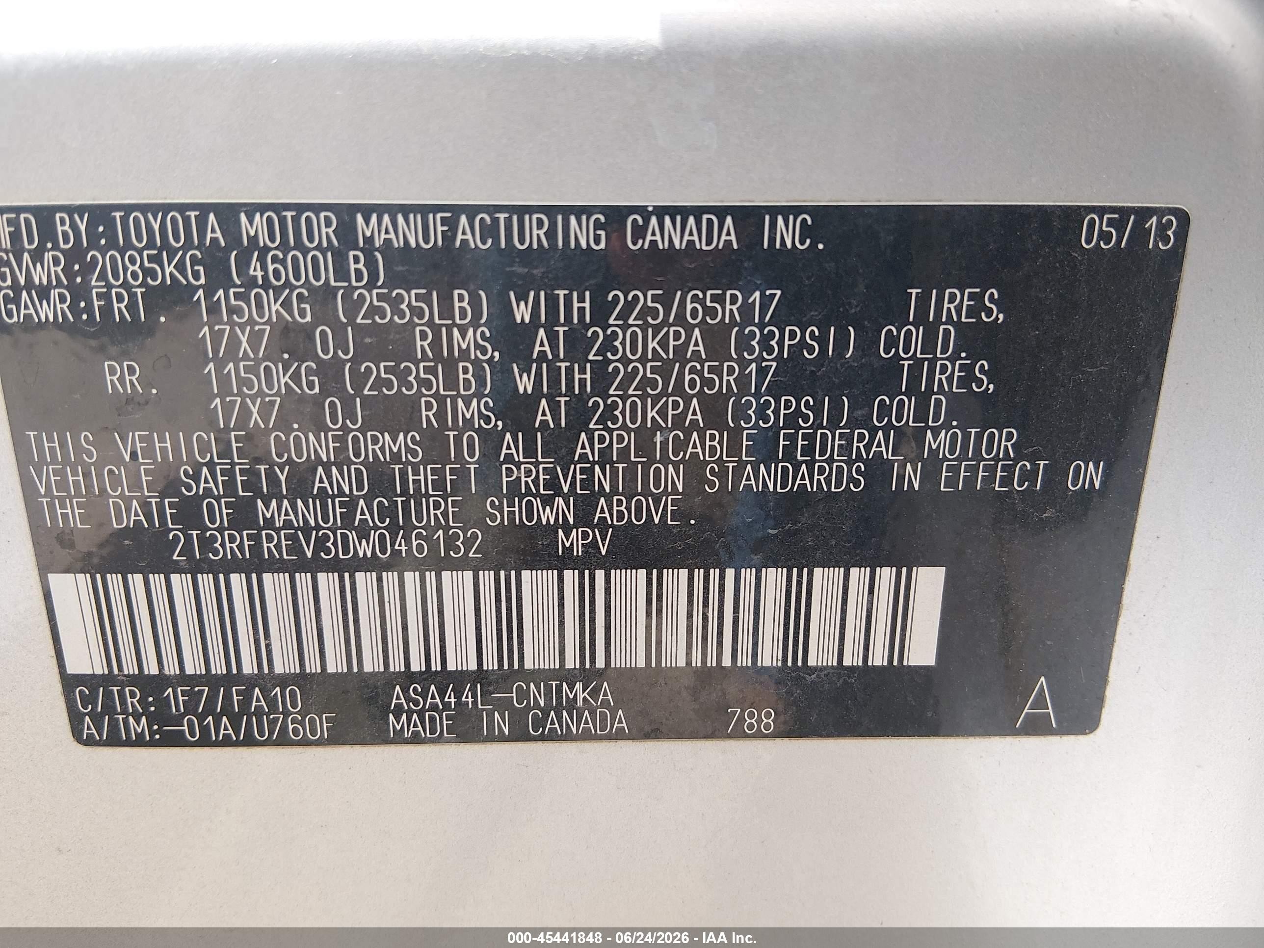 2013 Toyota Rav4 Xle Серебряный vin: 2T3RFREV3DW046132