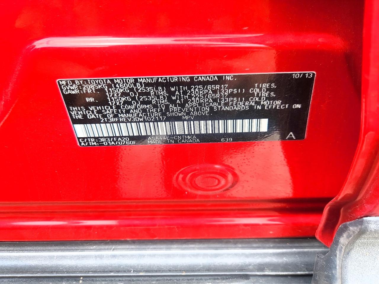 2013 Toyota Rav4 Xle Бордовый vin: 2T3RFREV3DW102117