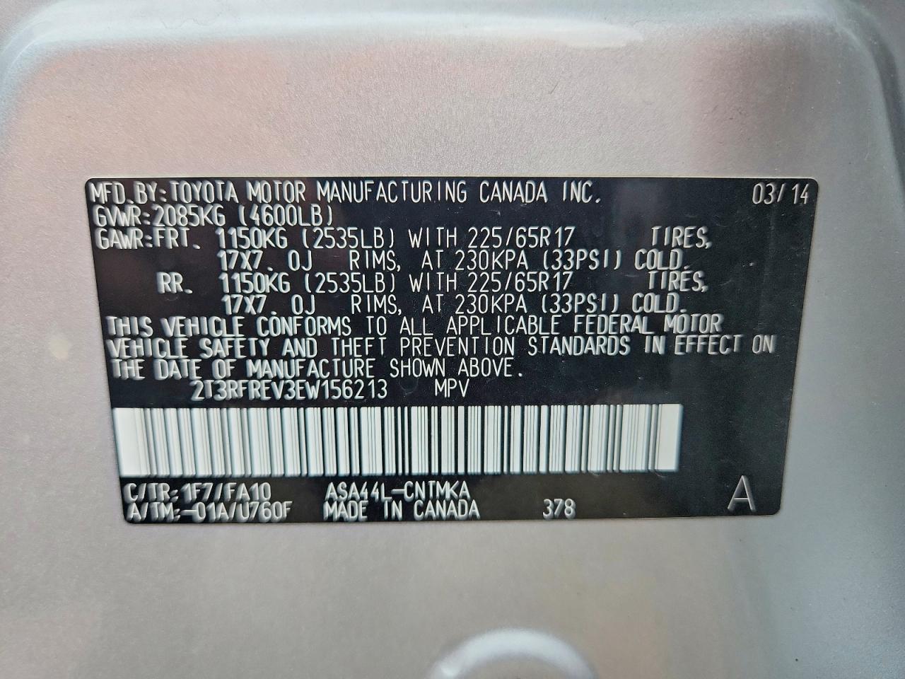 2014 Toyota Rav4 Le Silver vin: 2T3RFREV3EW156213