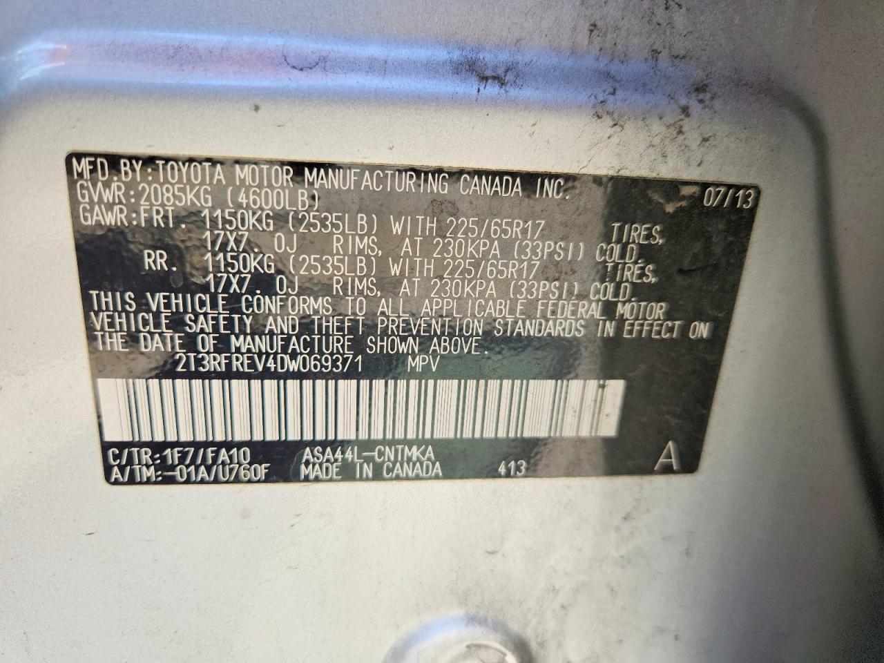 2013 Toyota Rav4 Xle Silver vin: 2T3RFREV4DW069371