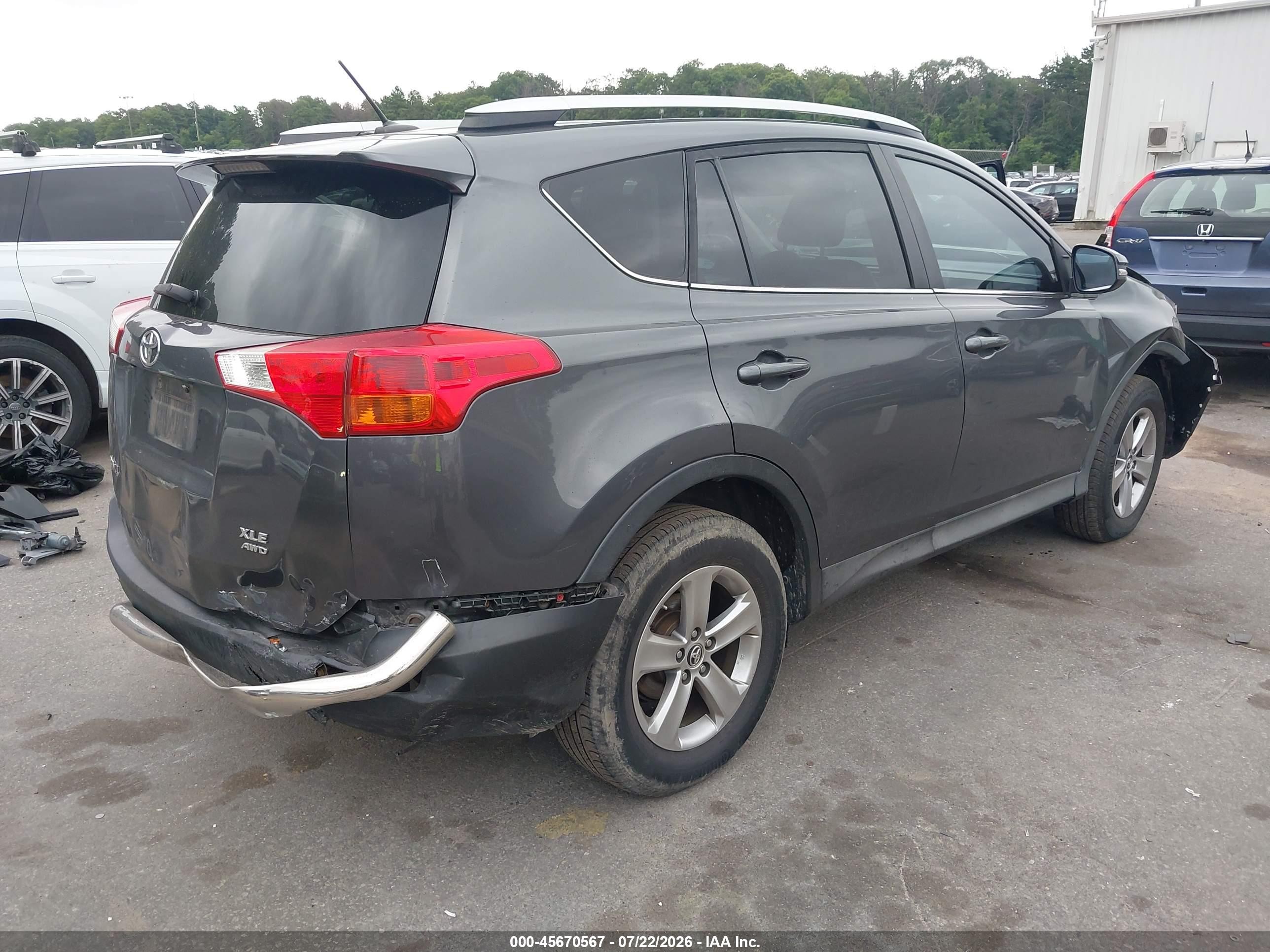 2015 Toyota Rav4 Xle Gray vin: 2T3RFREV4FW394640