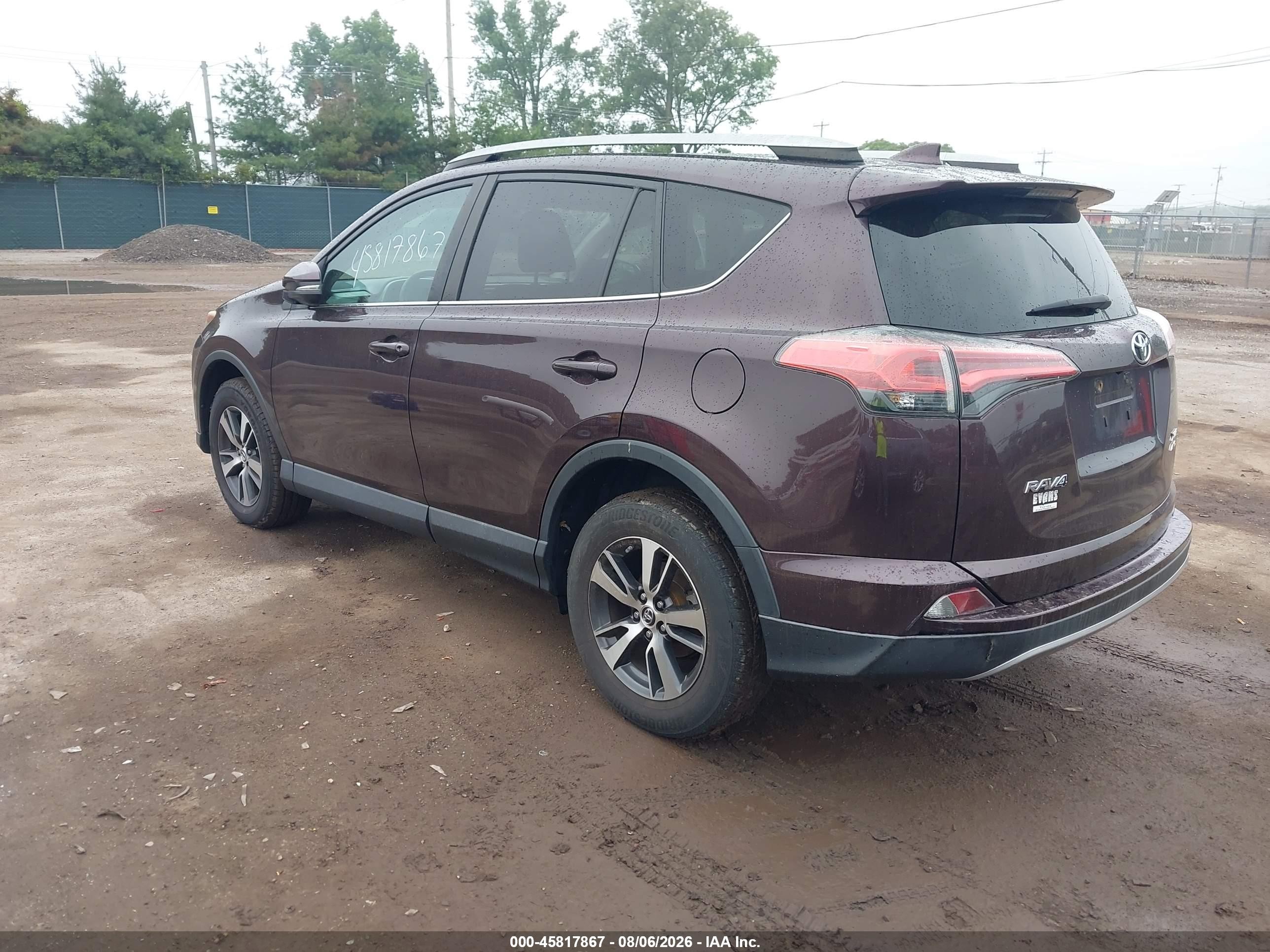 2017 Toyota Rav4 Xle Бордовый vin: 2T3RFREV4HW589592