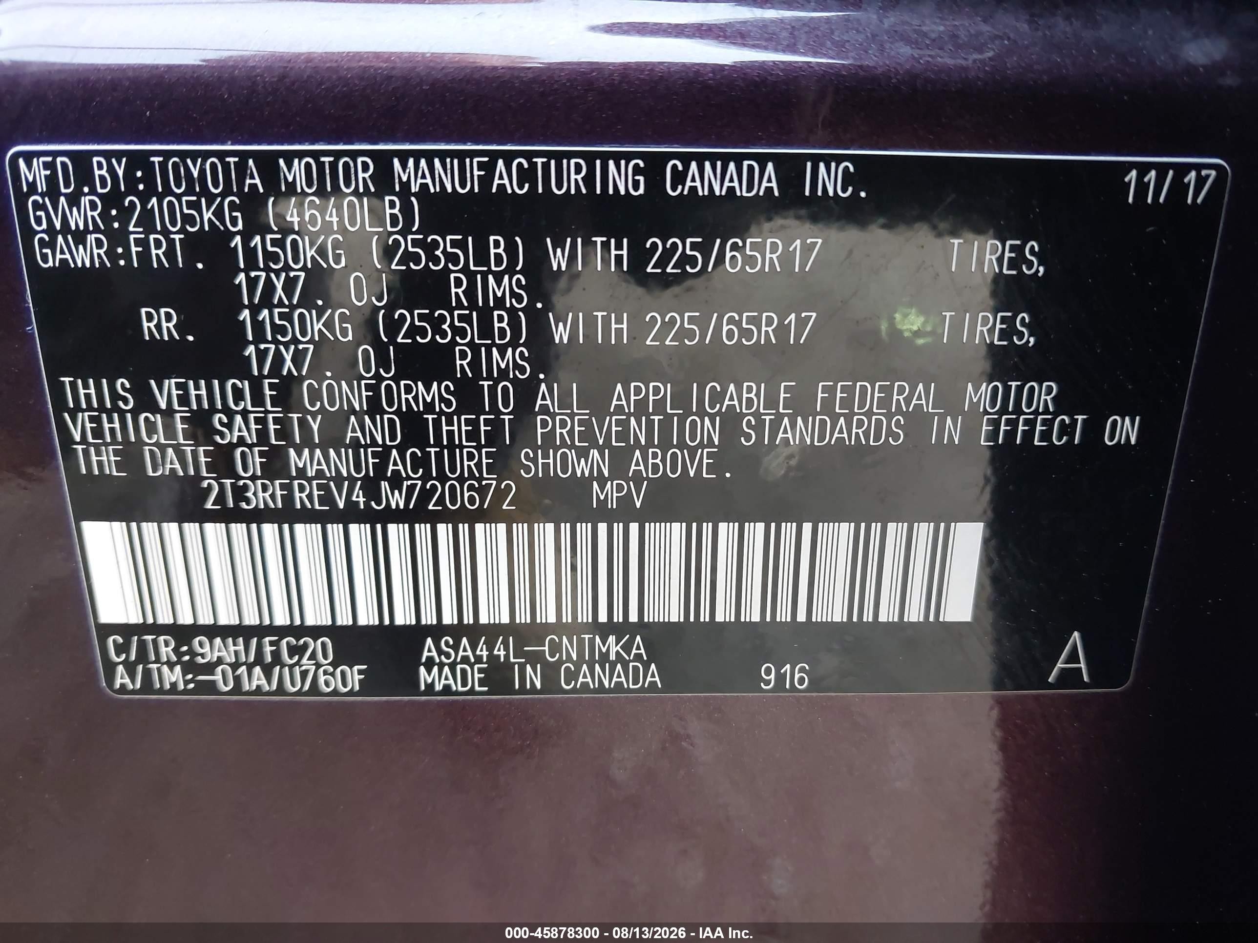 2018 Toyota Rav4 Xle Purple vin: 2T3RFREV4JW720672