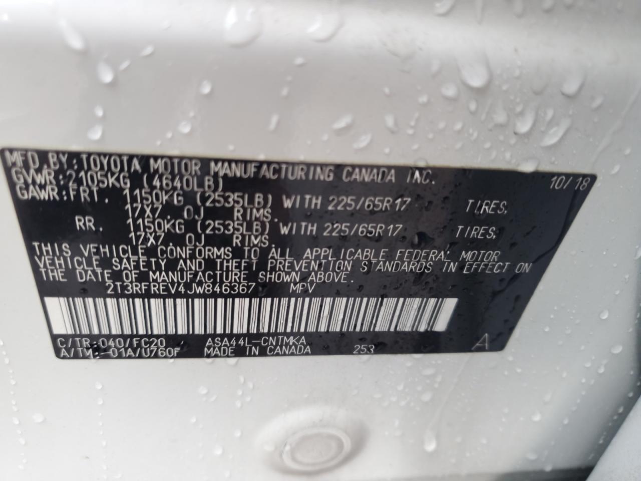 2018 Toyota Rav4 Xle White vin: 2T3RFREV4JW846367
