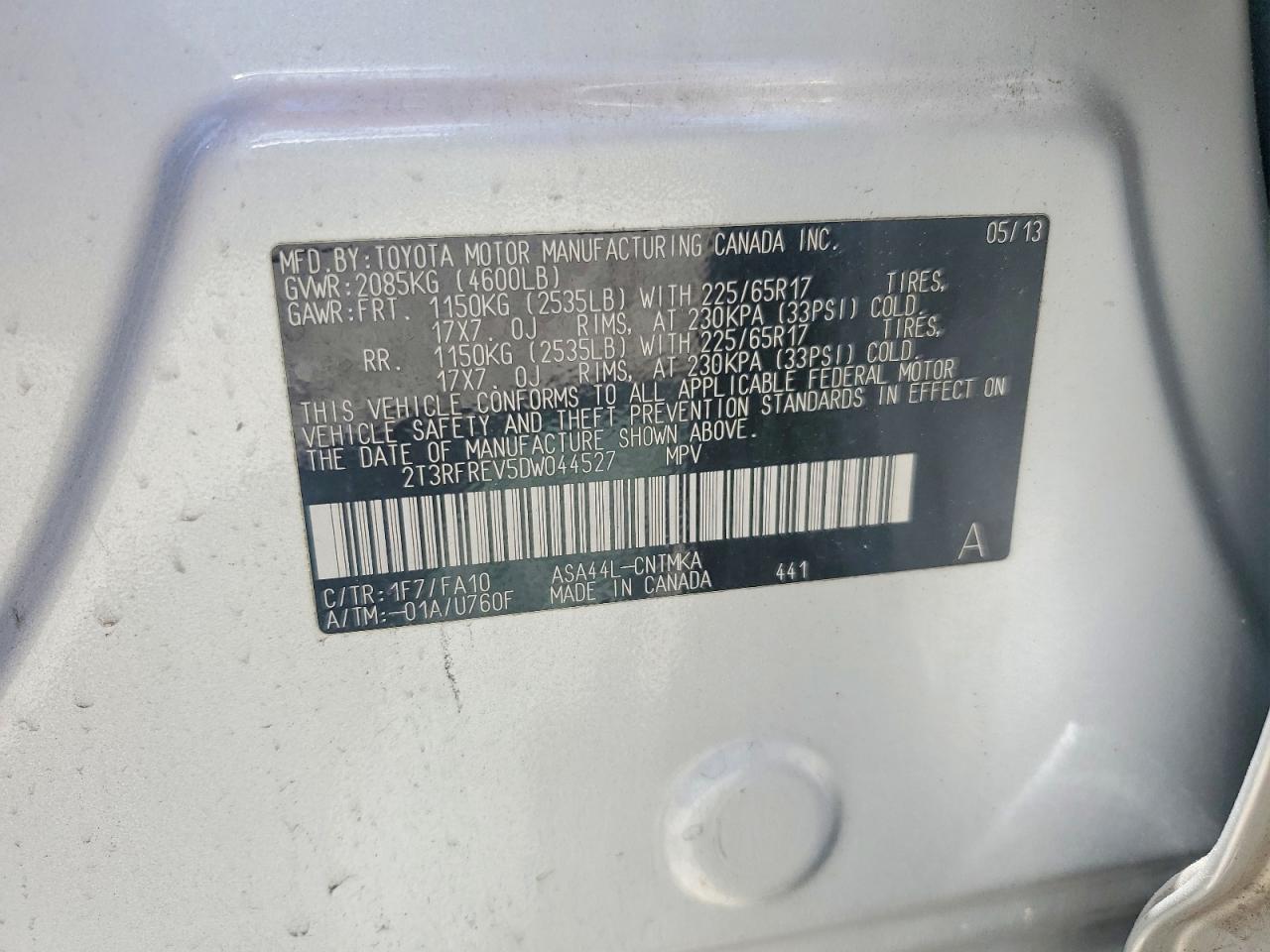 2013 Toyota Rav4 Xle Silver vin: 2T3RFREV5DW044527
