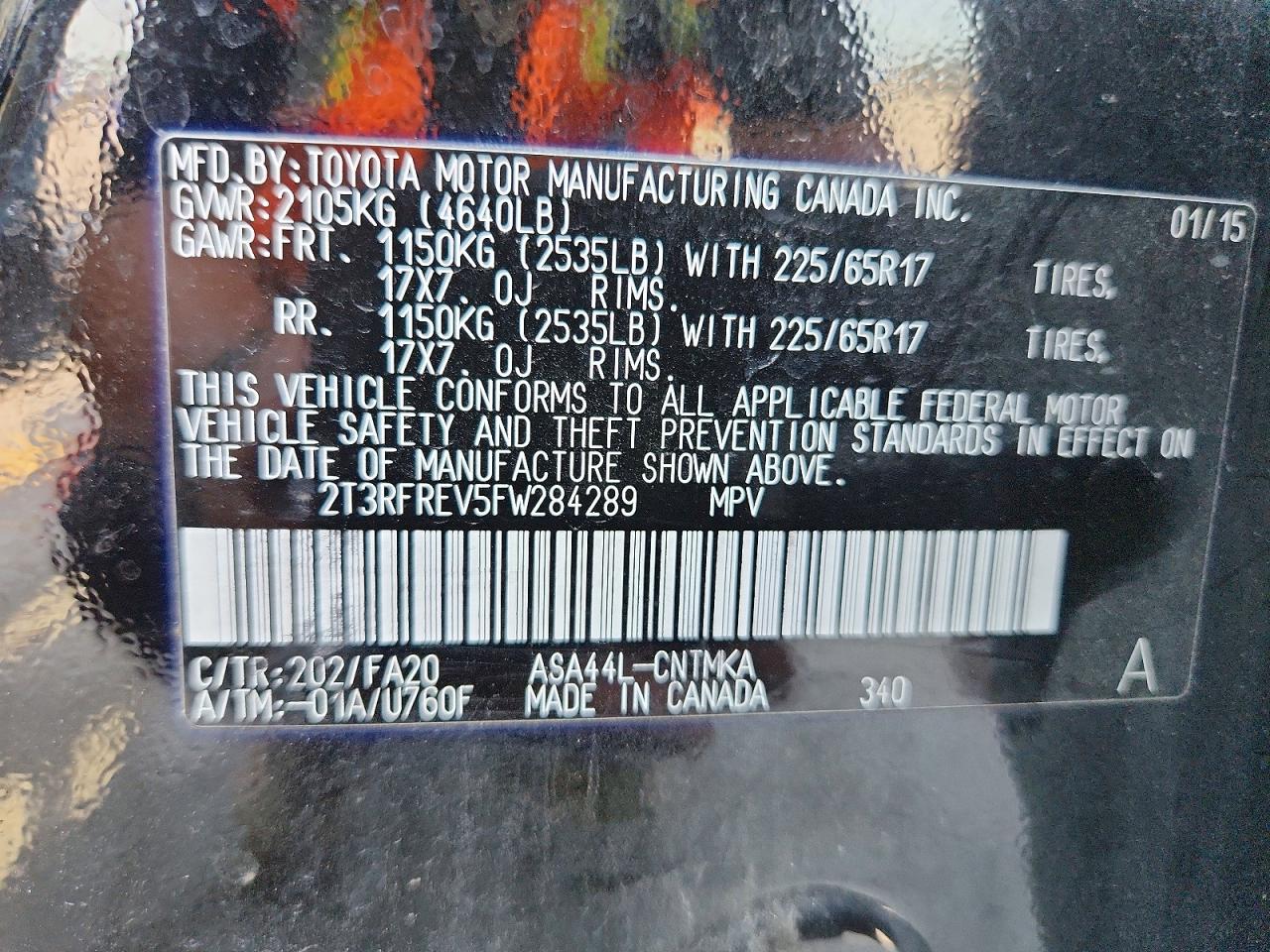 2015 Toyota Rav4 Xle Черный vin: 2T3RFREV5FW284289