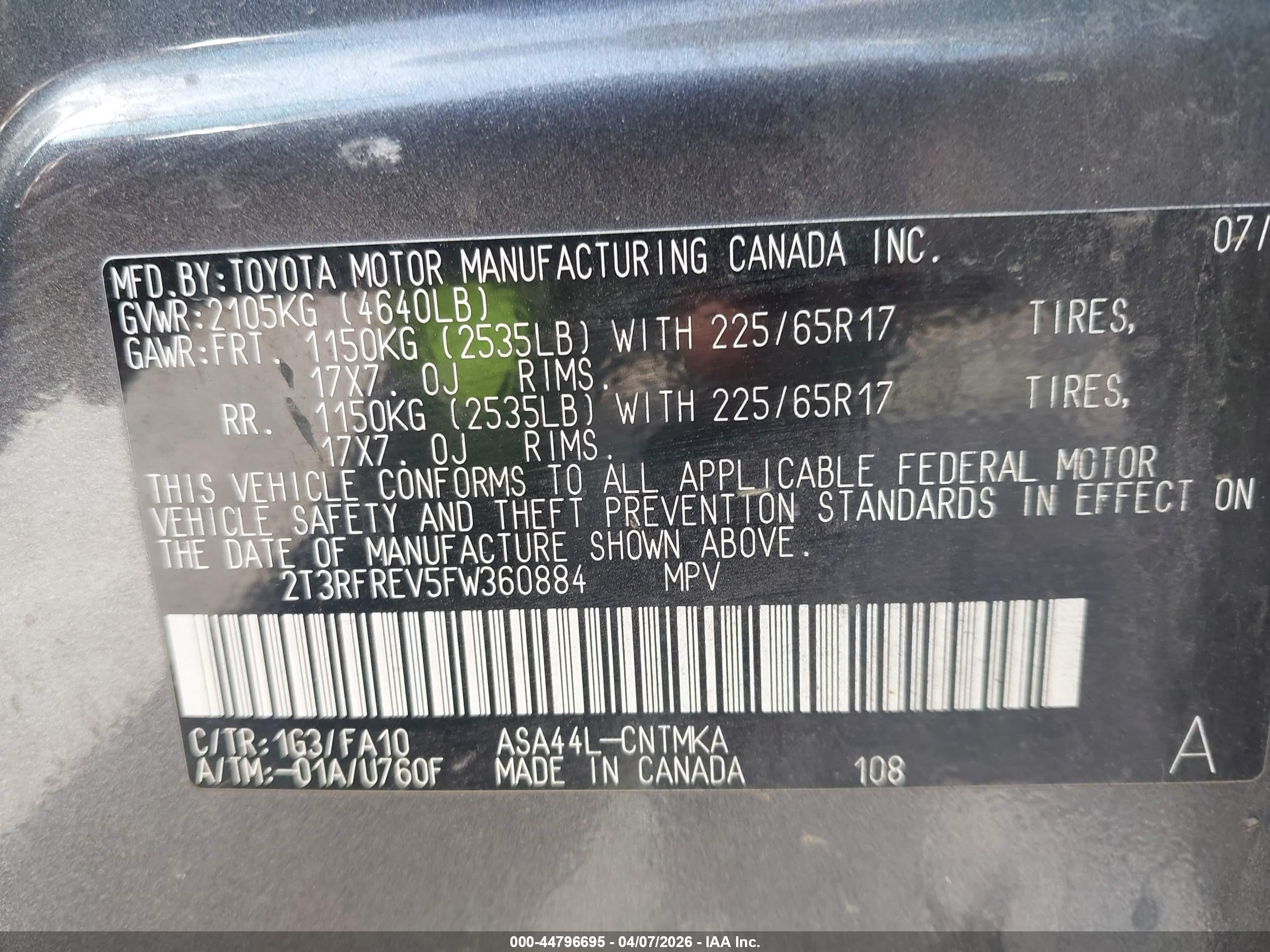 2015 Toyota Rav4 Xle Gray vin: 2T3RFREV5FW360884