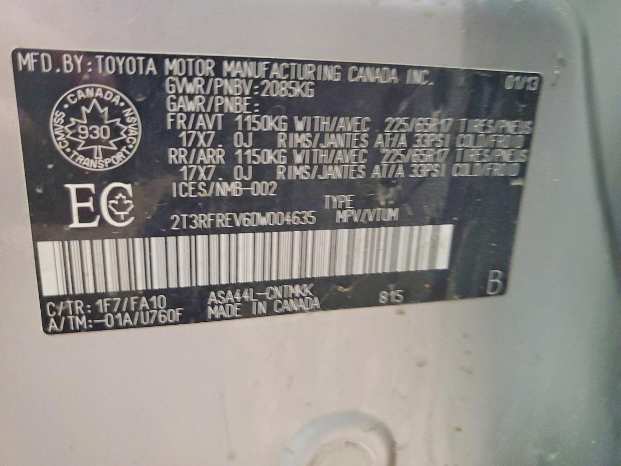 2013 Toyota Rav4 Xle Silver vin: 2T3RFREV6DW004635