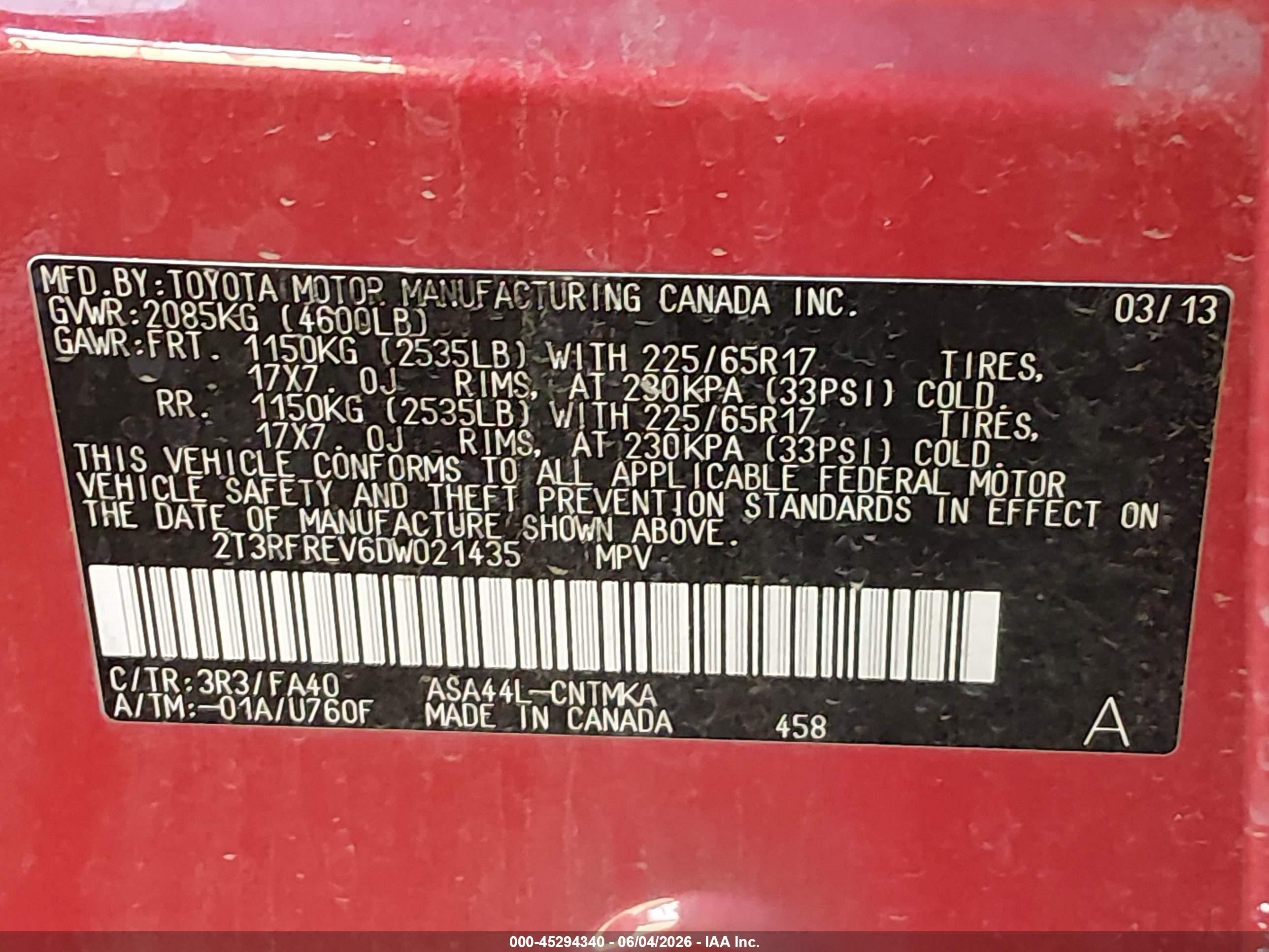 2013 Toyota Rav4 Xle Red vin: 2T3RFREV6DW021435